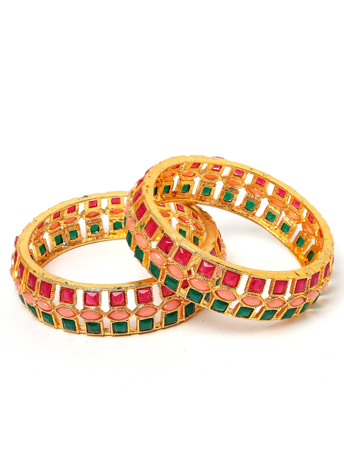 Sukkhi Dramatic Gold Plated Multicolor White AD Stones Broad Bracelet Bangle Set Jewellery for Women & Girls|Set of 2 Latest Design|Birthday Anniversary Gift for Women|B105922