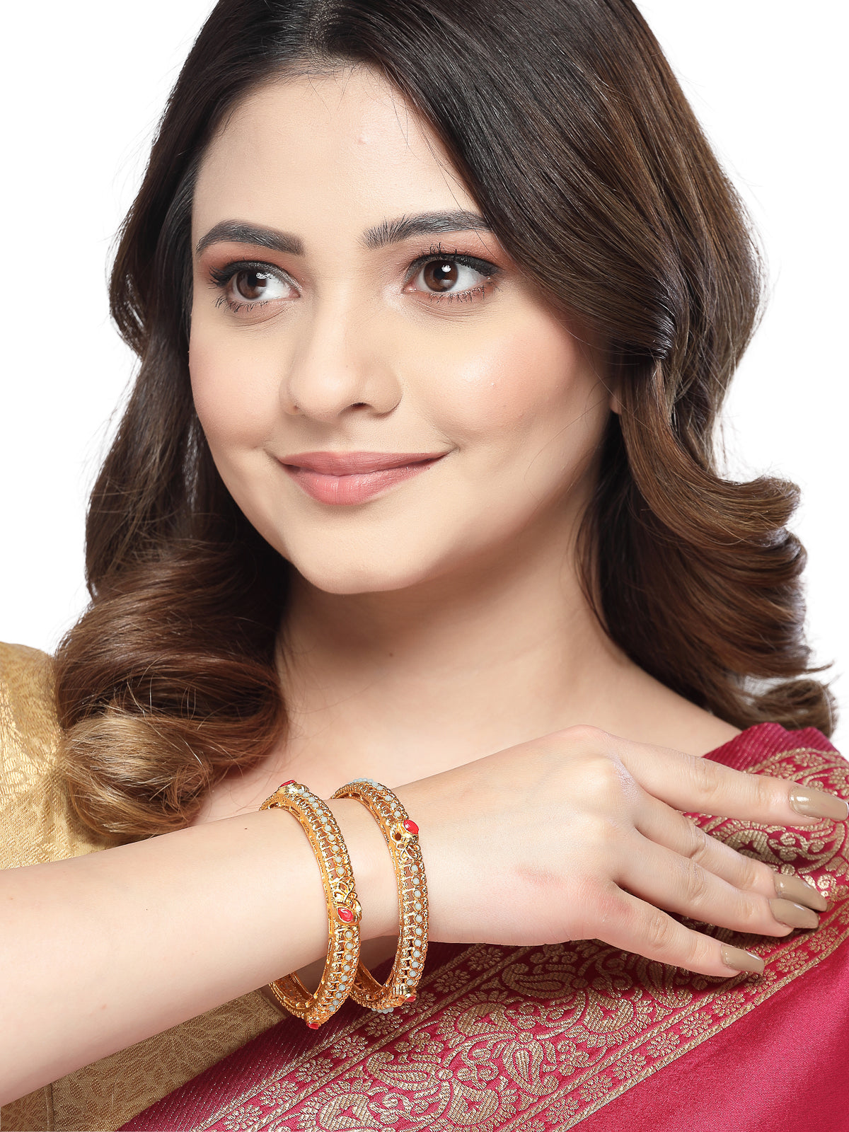 Sukkhi Indian Traditional Gold Plated Multicolor Bracelet Bangle Set Jewellery for Women & Girls|Set of 2 Latest Design|Birthday Anniversary Gift for Women|B105923