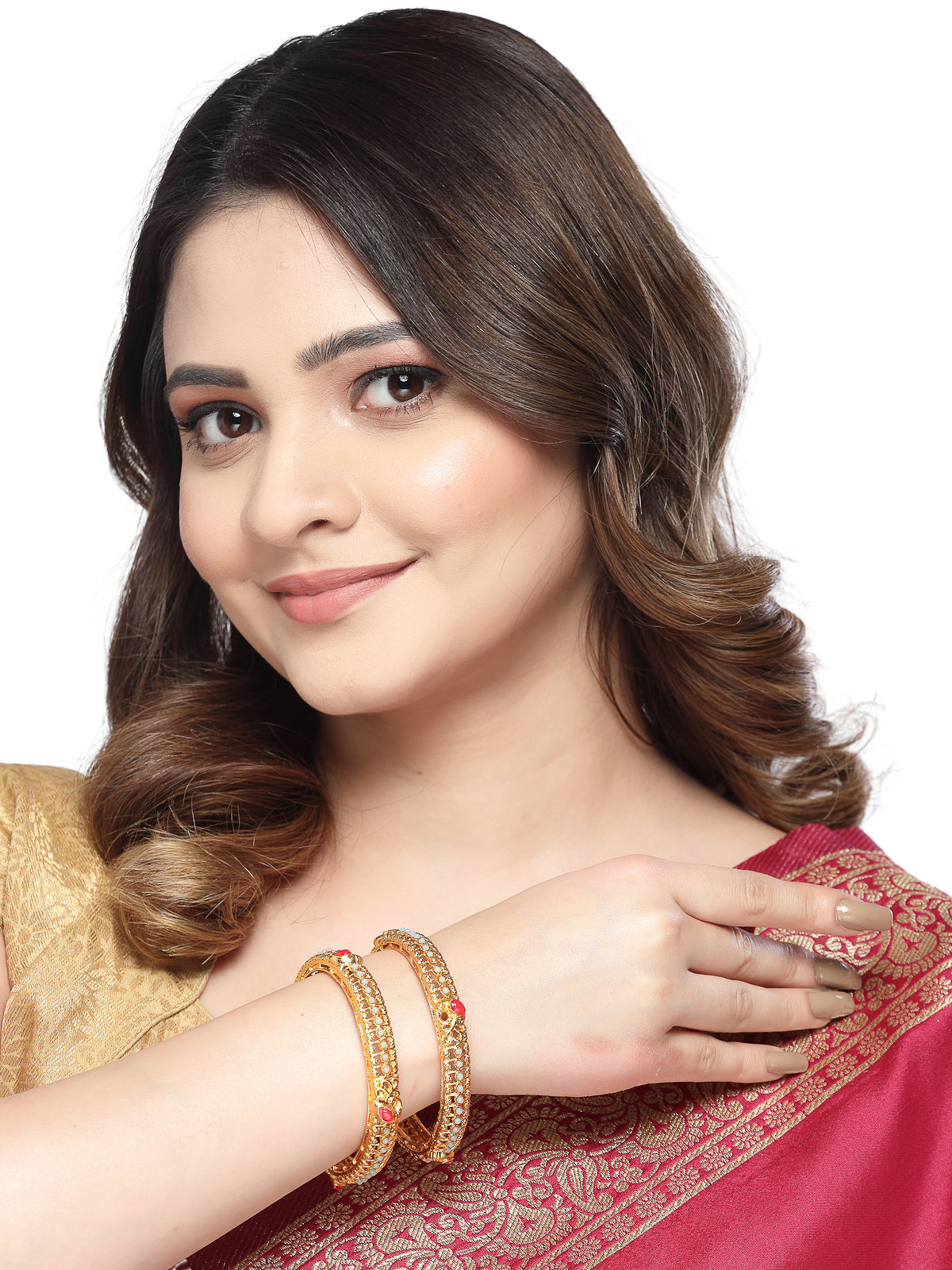 Sukkhi Indian Traditional Gold Plated Multicolor Bracelet Bangle Set Jewellery for Women & Girls|Set of 2 Latest Design|Birthday Anniversary Gift for Women|B105923