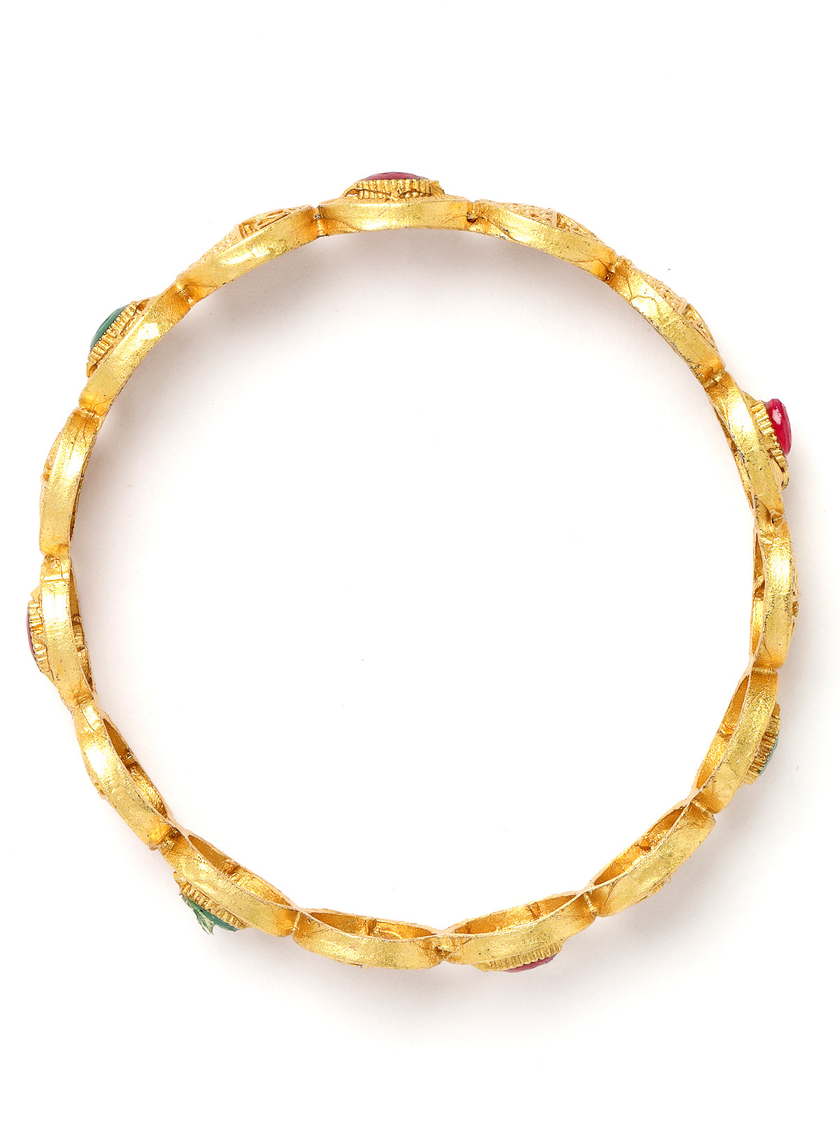 Sukkhi Impressive Round Shaped Gold Plated Red White AD Stones Bracelet Bangle Set Jewellery for Women & Girls|Set of 2 Latest Design|Birthday Anniversary Gift for Women|B105930