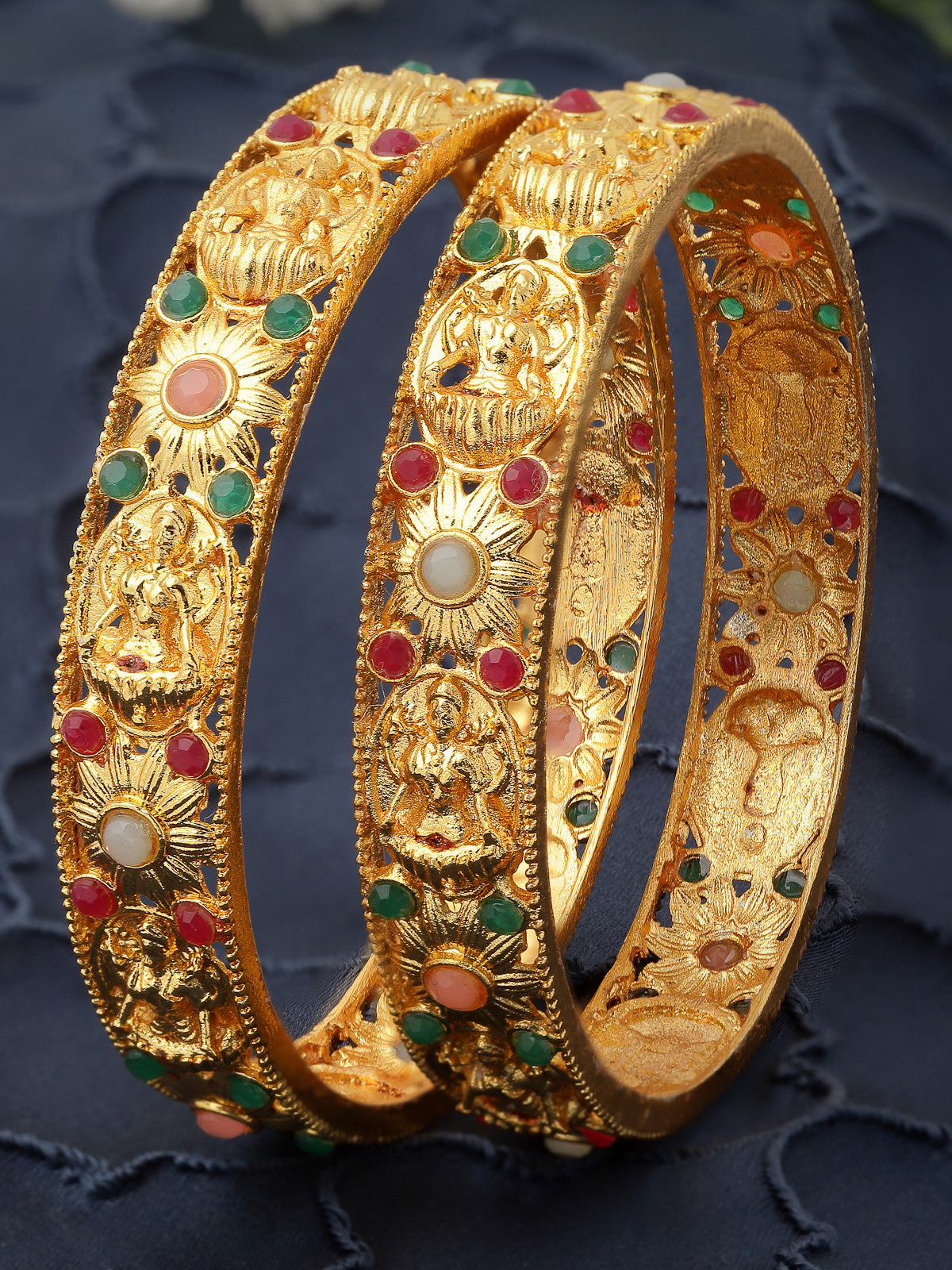 Sukkhi Ravishing Bridal Wear Gold Plated Multicolor Broad Bracelet Bangle Set Jewellery for Women & Girls|Set of 2 Latest Design|Birthday Anniversary Gift for Women|B105932