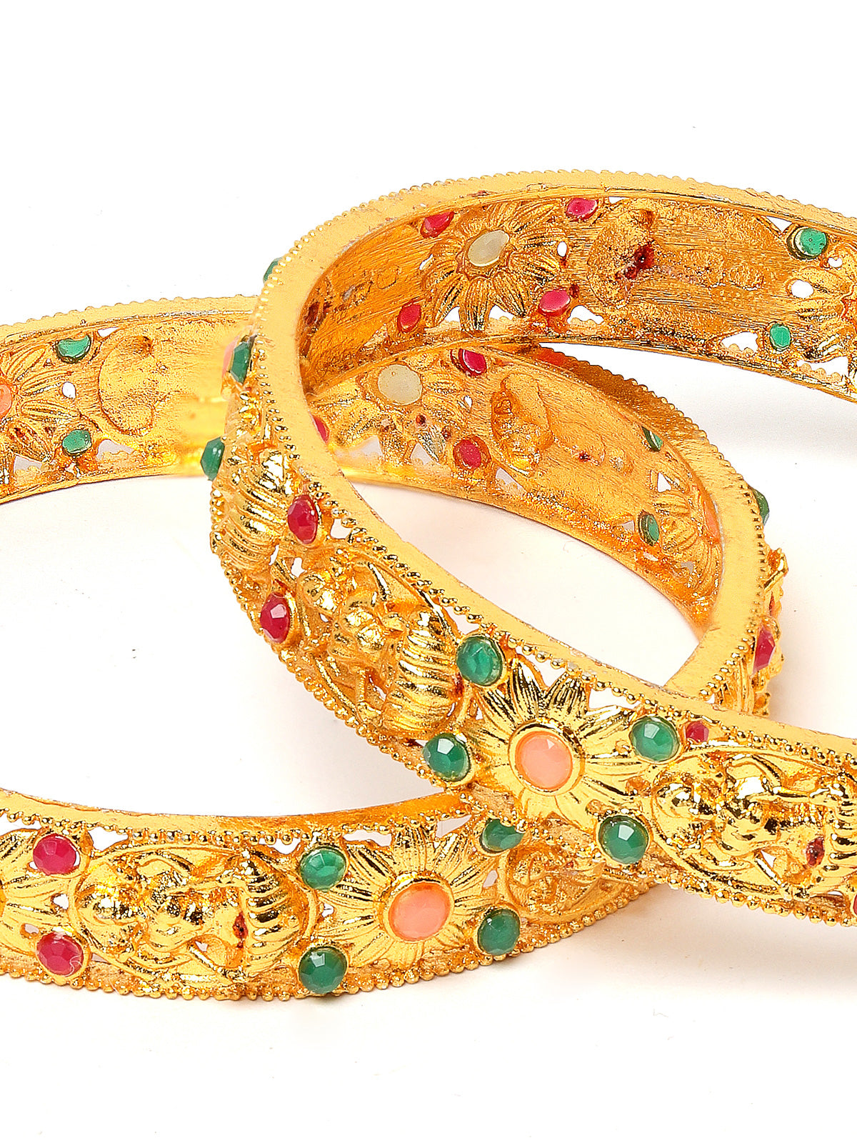 Sukkhi Ravishing Bridal Wear Gold Plated Multicolor Broad Bracelet Bangle Set Jewellery for Women & Girls|Set of 2 Latest Design|Birthday Anniversary Gift for Women|B105932