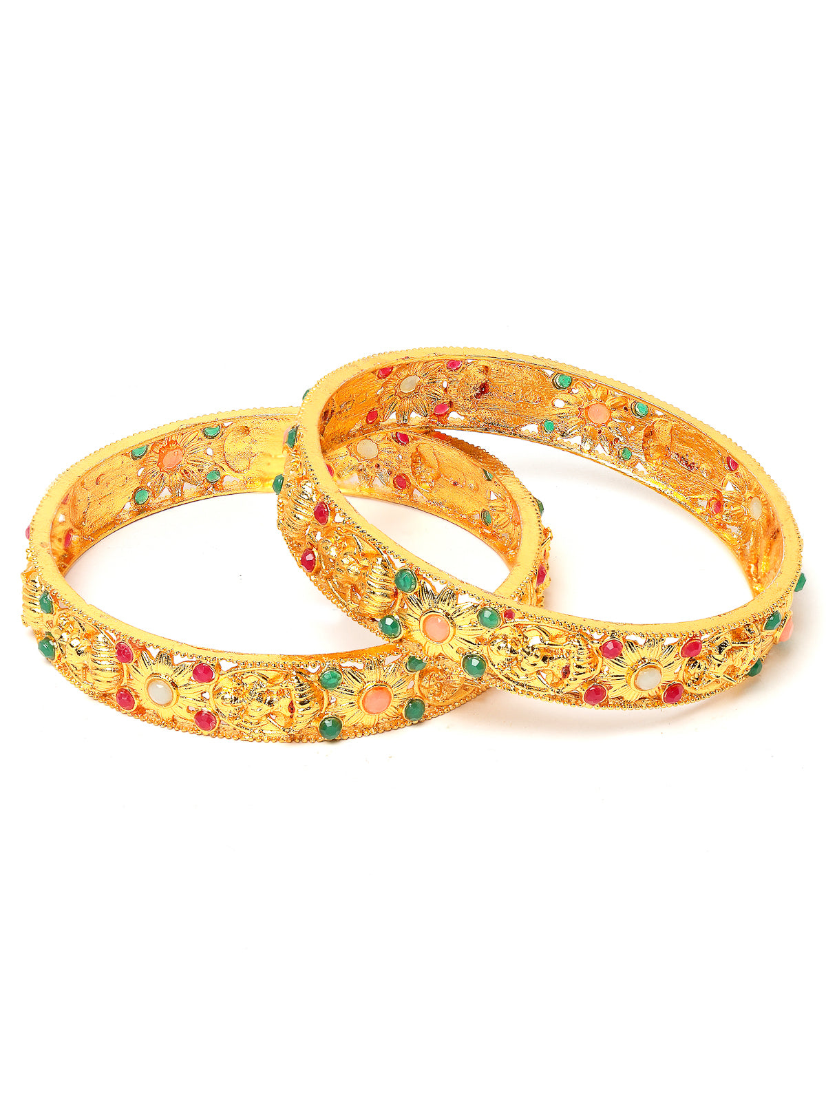 Sukkhi Ravishing Bridal Wear Gold Plated Multicolor Broad Bracelet Bangle Set Jewellery for Women & Girls|Set of 2 Latest Design|Birthday Anniversary Gift for Women|B105932