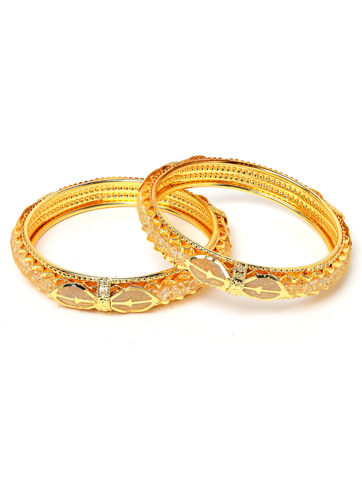 Sukkhi Attractive Gold Plated White Crystals Stones Bracelet Bangle Set Jewellery for Women & Girls|Set of 2 Latest Design|Birthday Anniversary Gift for Women|B105939