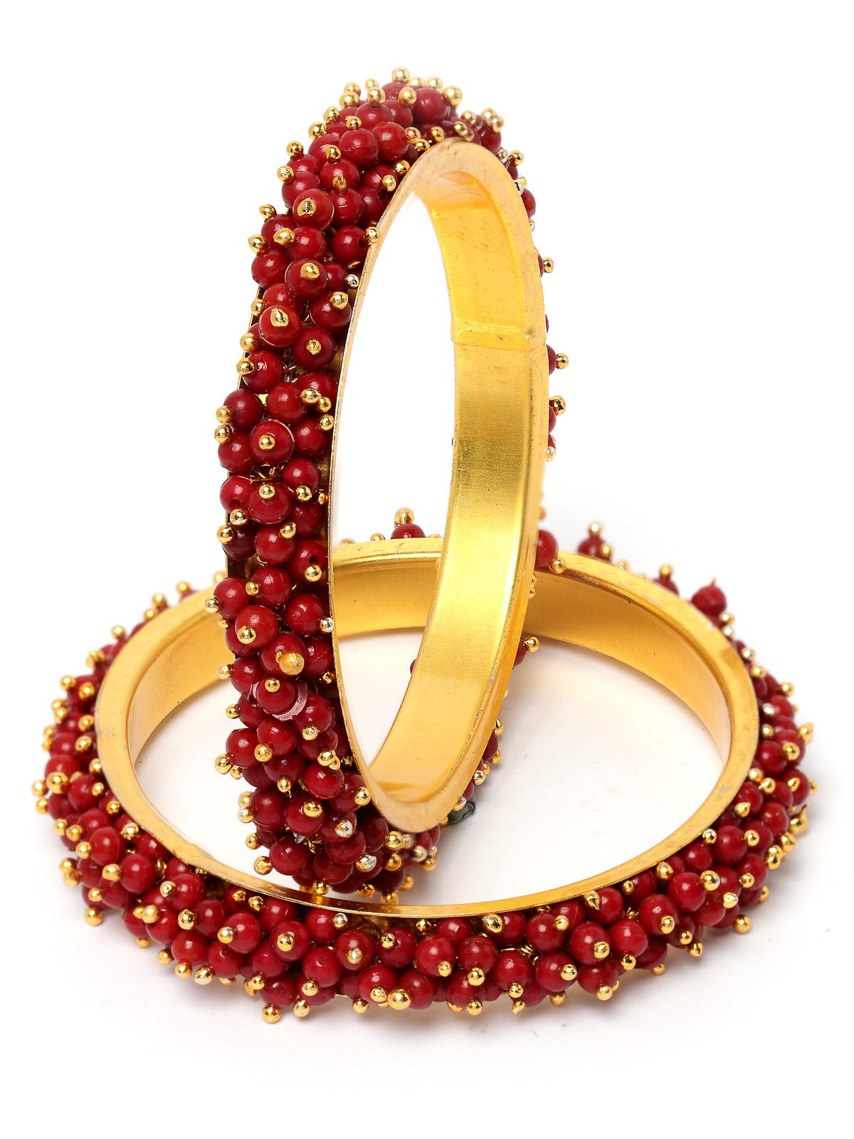 Sukkhi Attractive Gold Plated Maroon Beaded Broad Bracelet Bangle Set Jewellery for Women & Girls|Set of 2 Latest Design|Birthday Anniversary Gift for Women|B105957