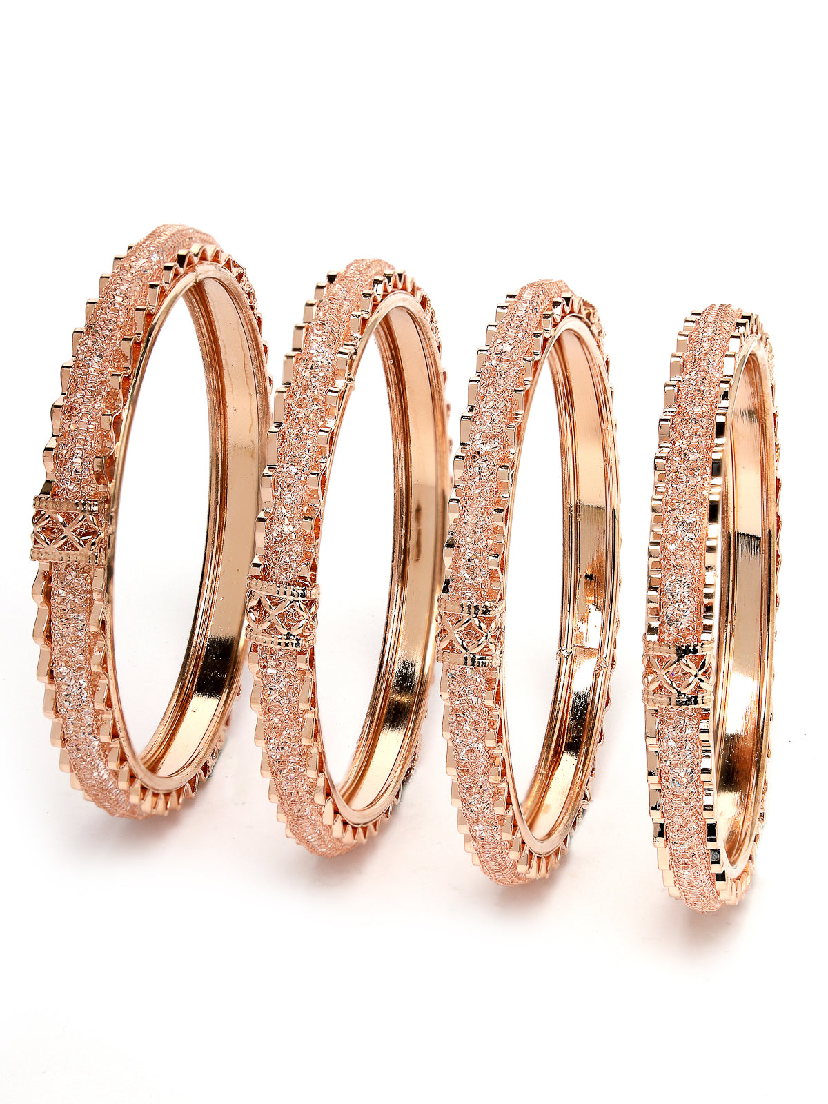 Sukkhi Stylish Gold Plated White Crystals Stones Studded Set of 4 Bracelet Bangle Set Jewellery for Women & Girls|Latest Design|Birthday Anniversary Gift for Women|B105965