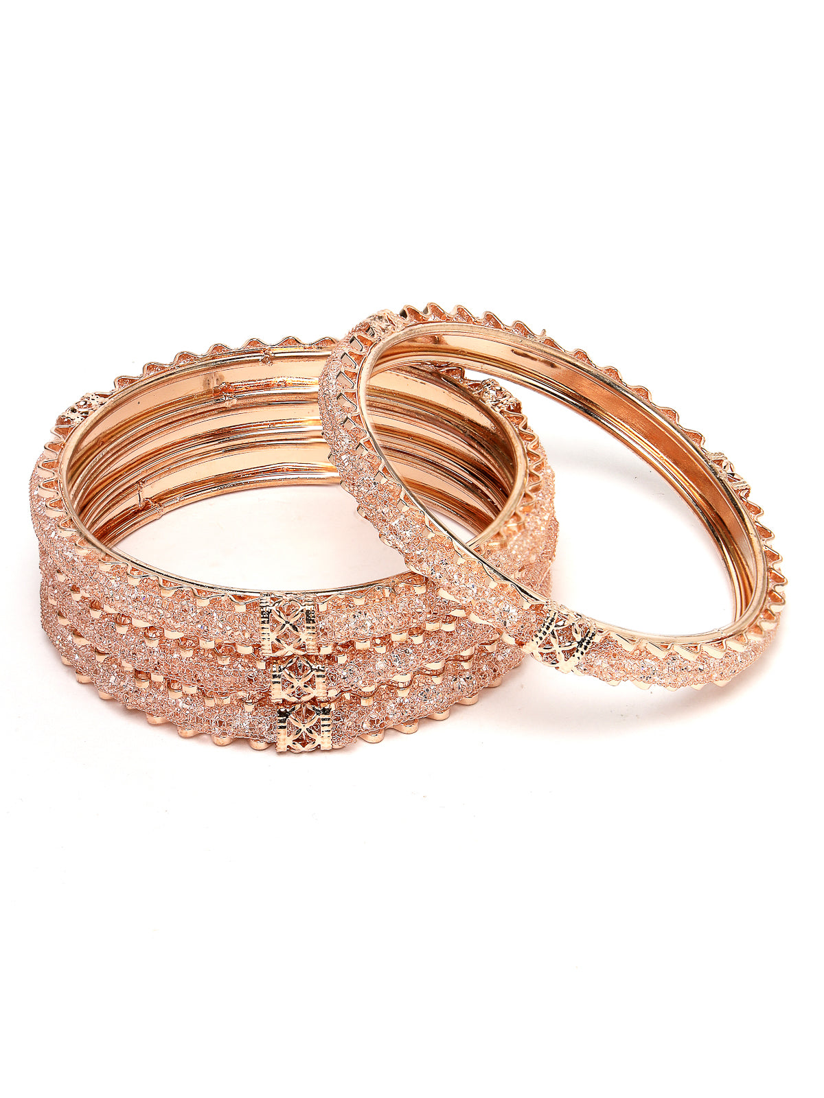 Sukkhi Stylish Gold Plated White Crystals Stones Studded Set of 4 Bracelet Bangle Set Jewellery for Women & Girls|Latest Design|Birthday Anniversary Gift for Women|B105965