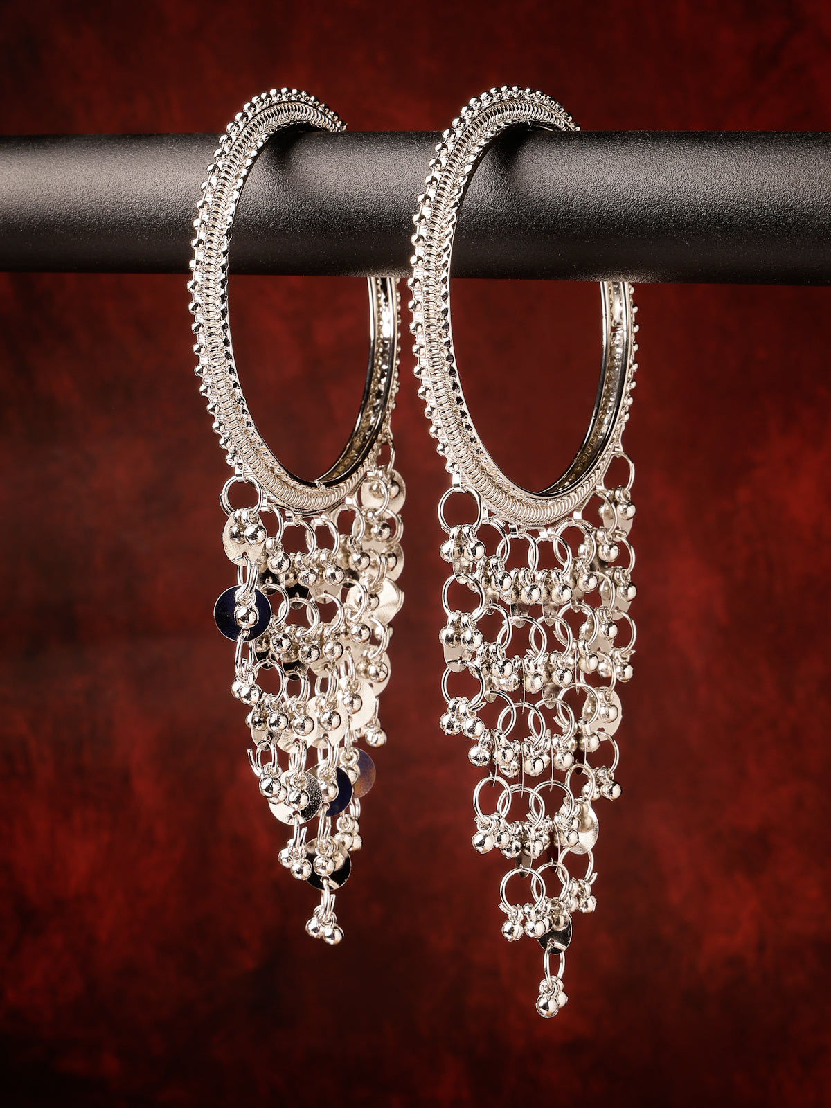 Sukkhi Beautiful Charming Oxidised Rhodium Plated with Hanging Silver Bracelet Bangle Set Jewellery for Women & Girls |Set of 2|B106015