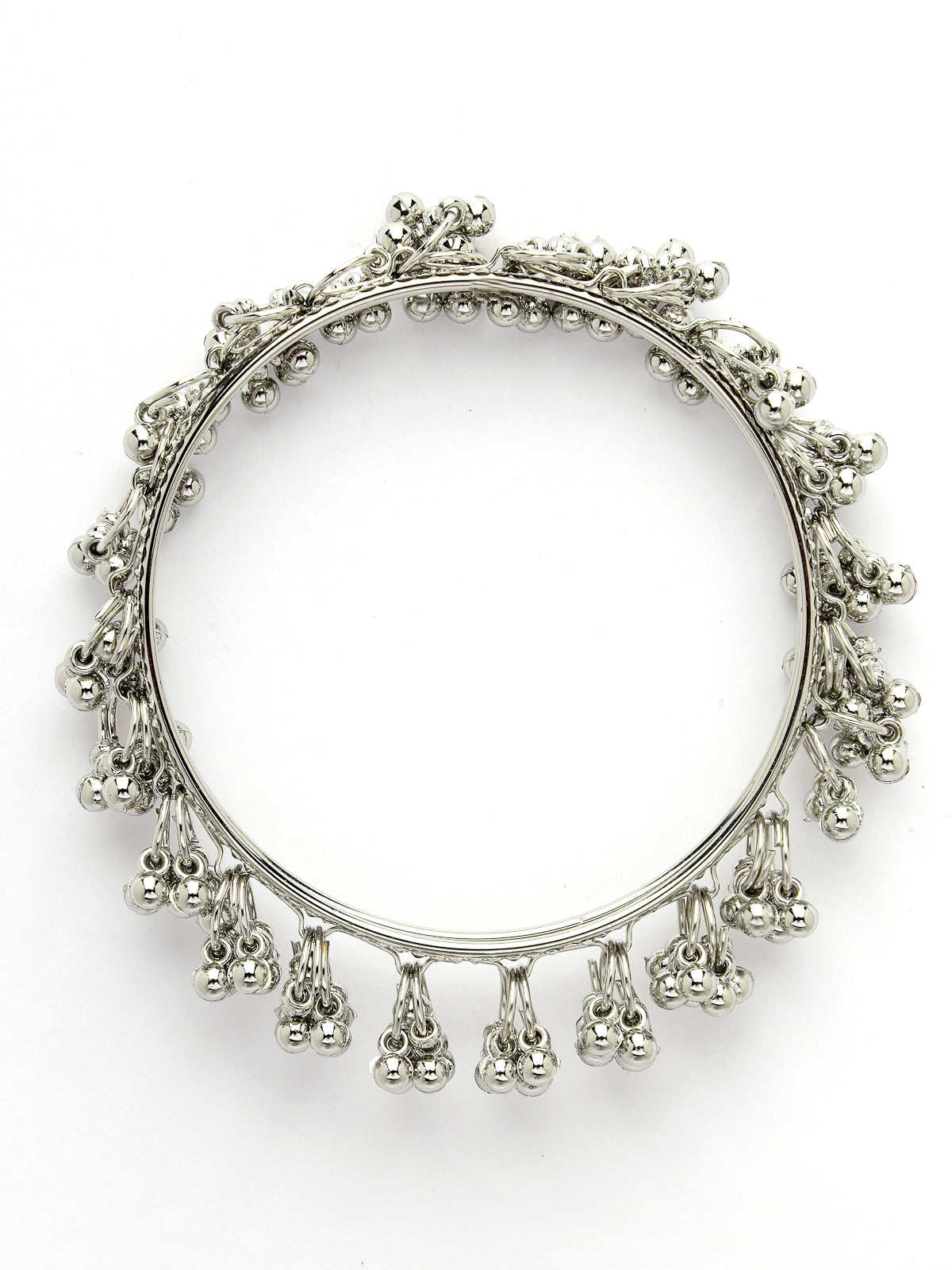 Sukkhi Navratri Festival Creative Oxidised Rhodium Plated Ghungroo Beadded Silver Bracelet Bangle Set Jewellery for Women & Girls |Set of 4 | B106027