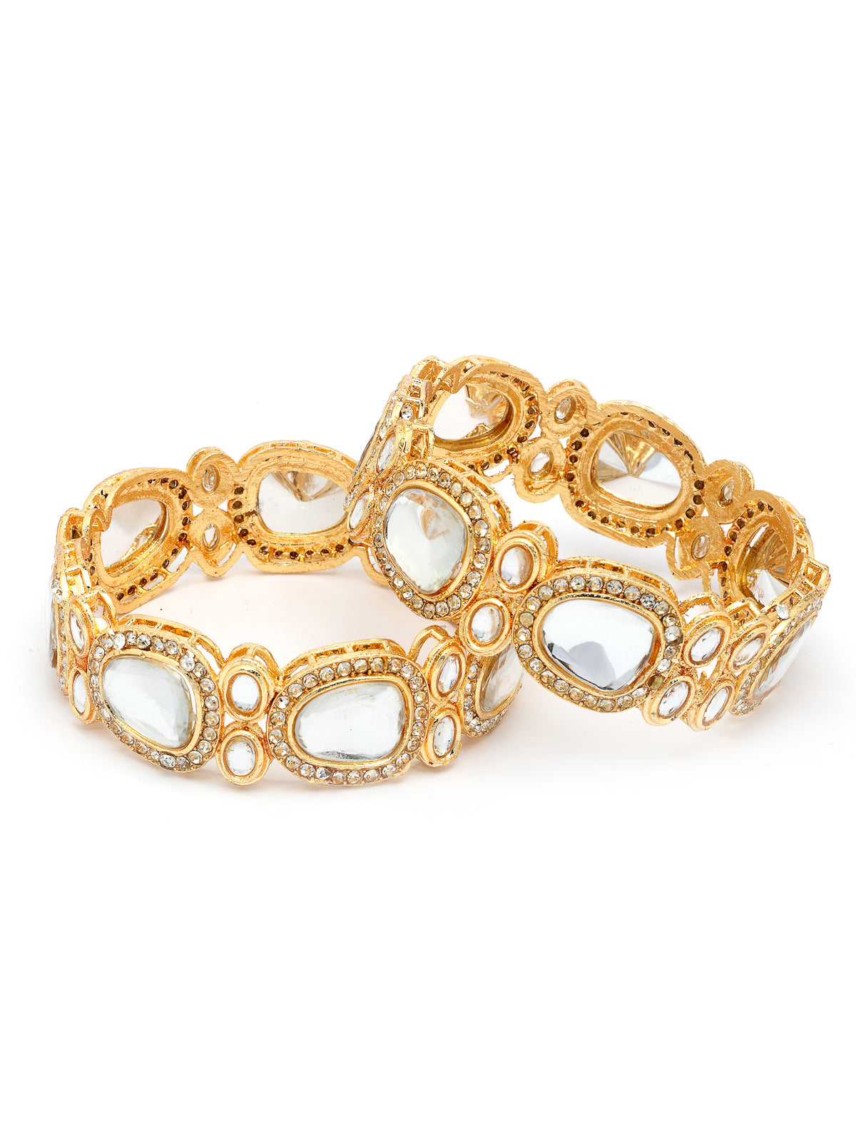 Sukkhi High-Class Stylish Fashion Design Gold Plated Kundan Studded Kada Bangle Jewellery For Women & Girls|Set of 2|Parineeti Chopra Inspired|B107292