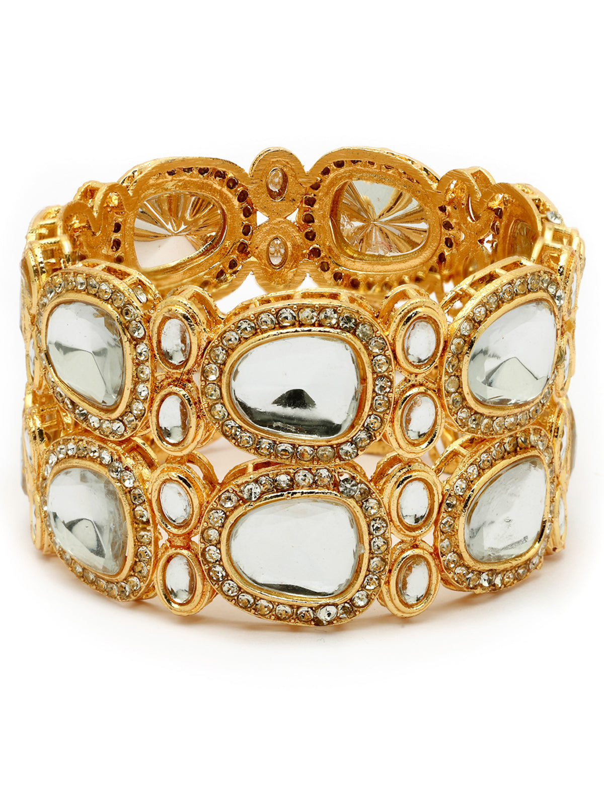 Sukkhi High-Class Stylish Fashion Design Gold Plated Kundan Studded Kada Bangle Jewellery For Women & Girls|Set of 2|Parineeti Chopra Inspired| B107292