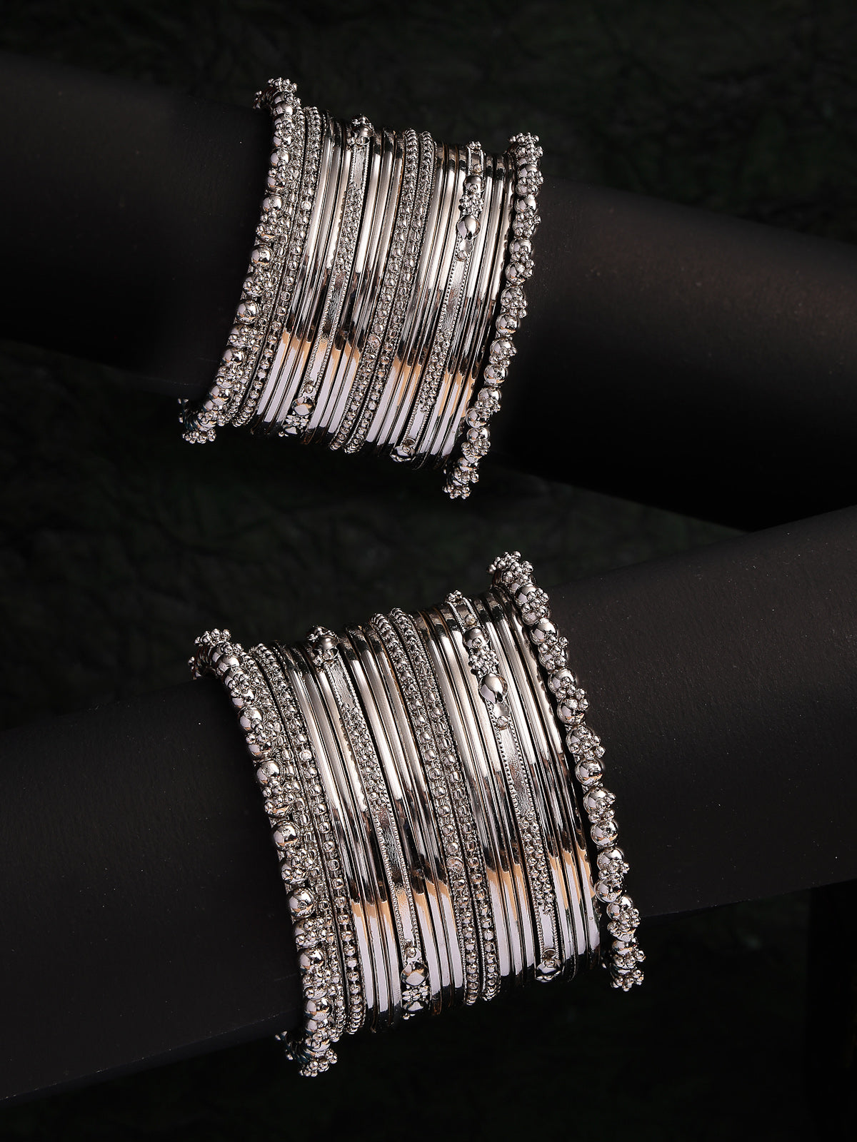 Sukkhi Impressive Oxidised Silver Plated Celebrity Inspired Bangle Jewellery For Women & Girls|Set of 40|B107295