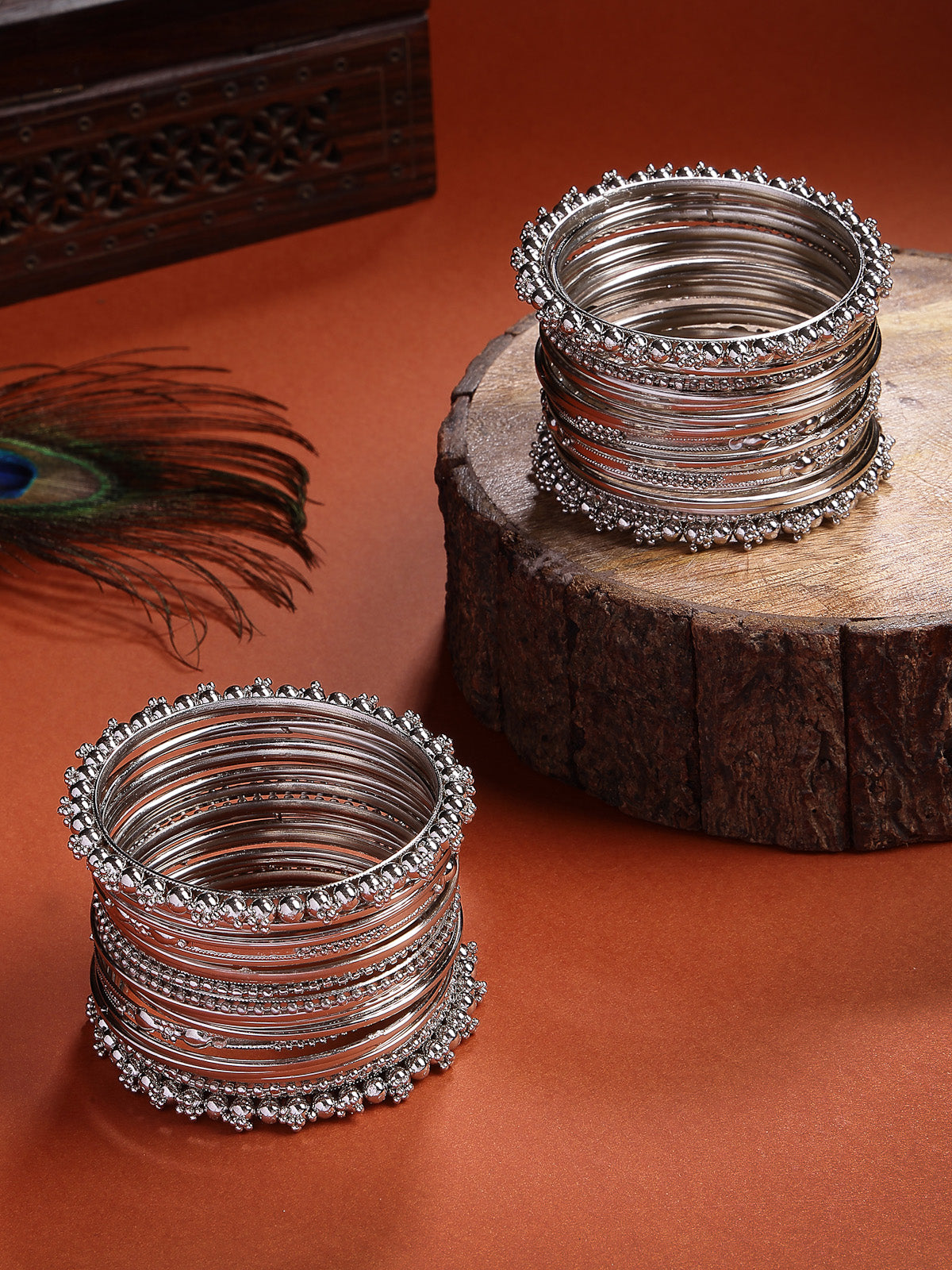 Sukkhi Impressive Oxidised Silver Plated Celebrity Inspired Bangle Jewellery For Women & Girls|Set of 40|B107295