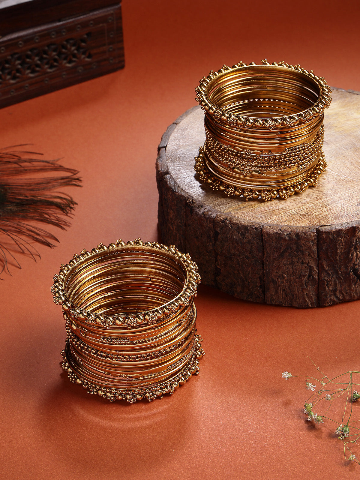 Sukkhi Impressive Traditional Oxidised Gold Plated Celebrity Inspired Bangle Jewellery For Women & Girls|Set of 40|B107297