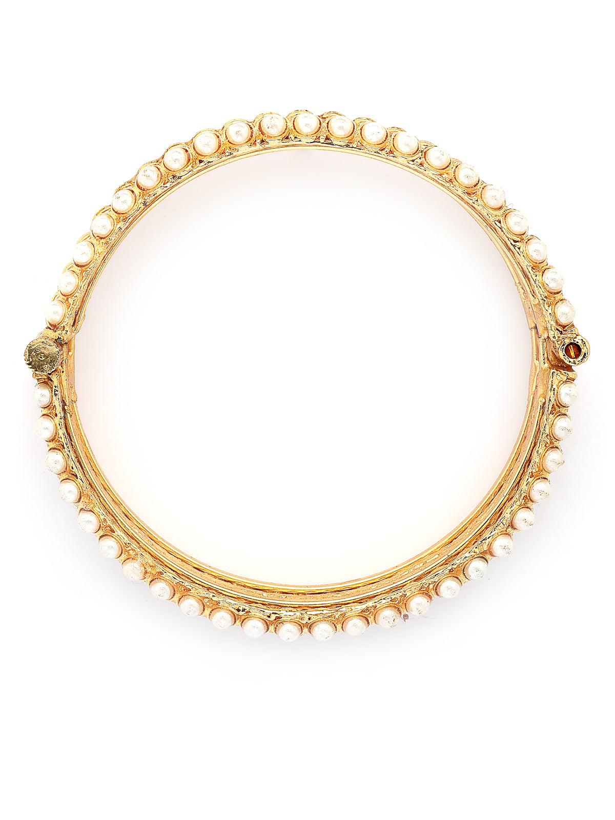 Sukkhi Trendy Rajwadi Style Gold Plated With Pearls Studded Broad Kada Bangle Jewellery For Women & Girls|Set of 2|B107298