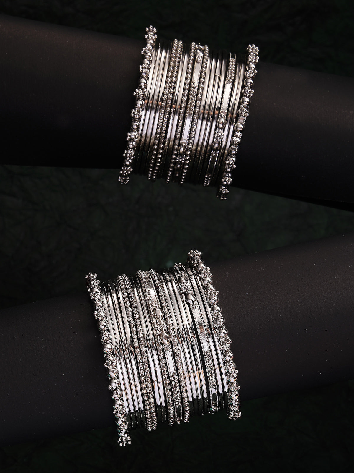 Sukkhi Impressive Oxidised Silver Plated Celebrity Inspired Bangle Jewellery For Women & Girls|Set of 40|B107299