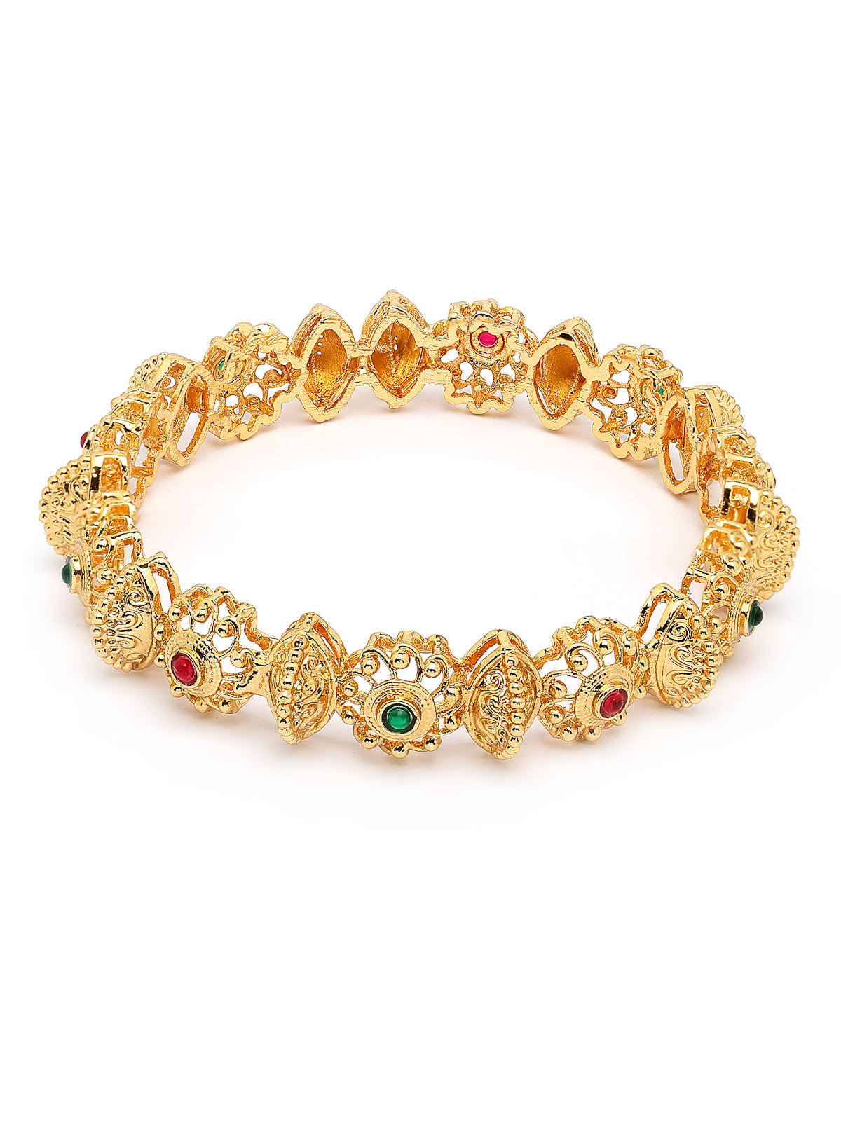 Sukkhi Unique Traditional Gold Plated Red Green Kada Bangle Set of 2 Jewellery For Women & Girls|B107301