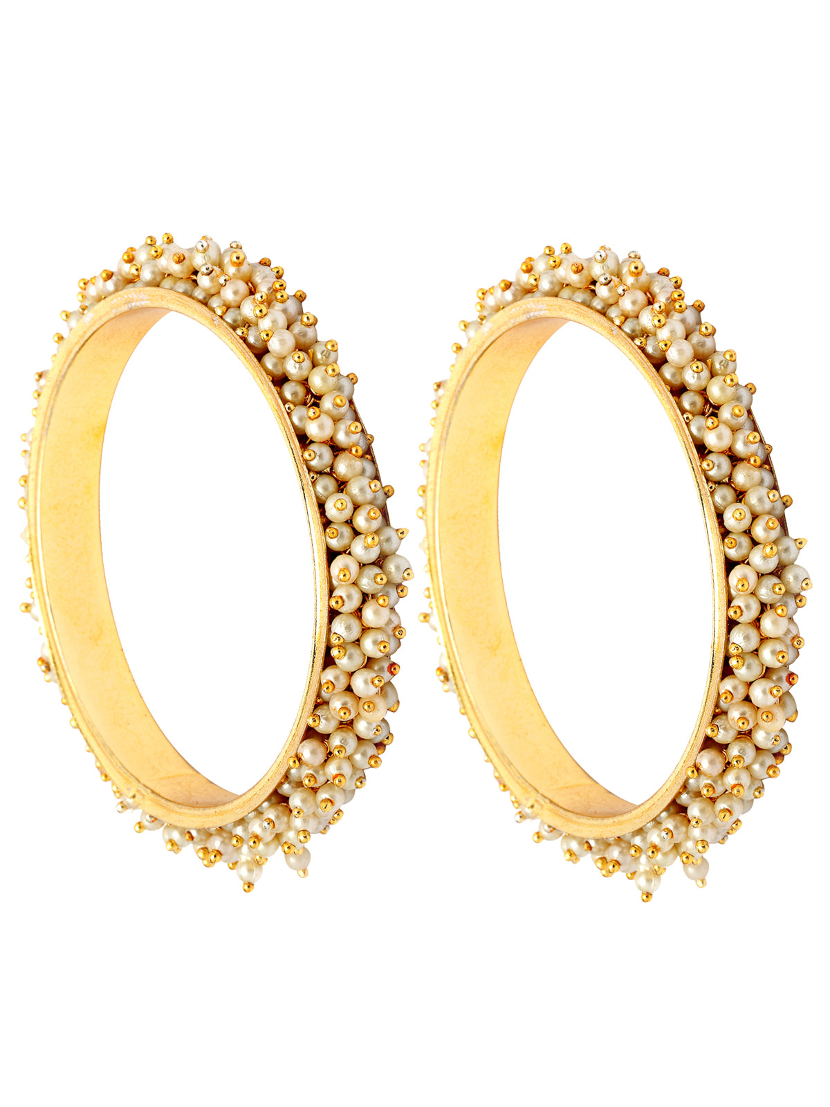 Sukkhi Graceful Stylish Gold Plated with Pearls Studded Kada Bangle Set of 2 Jewellery For Women & Girls|B107302