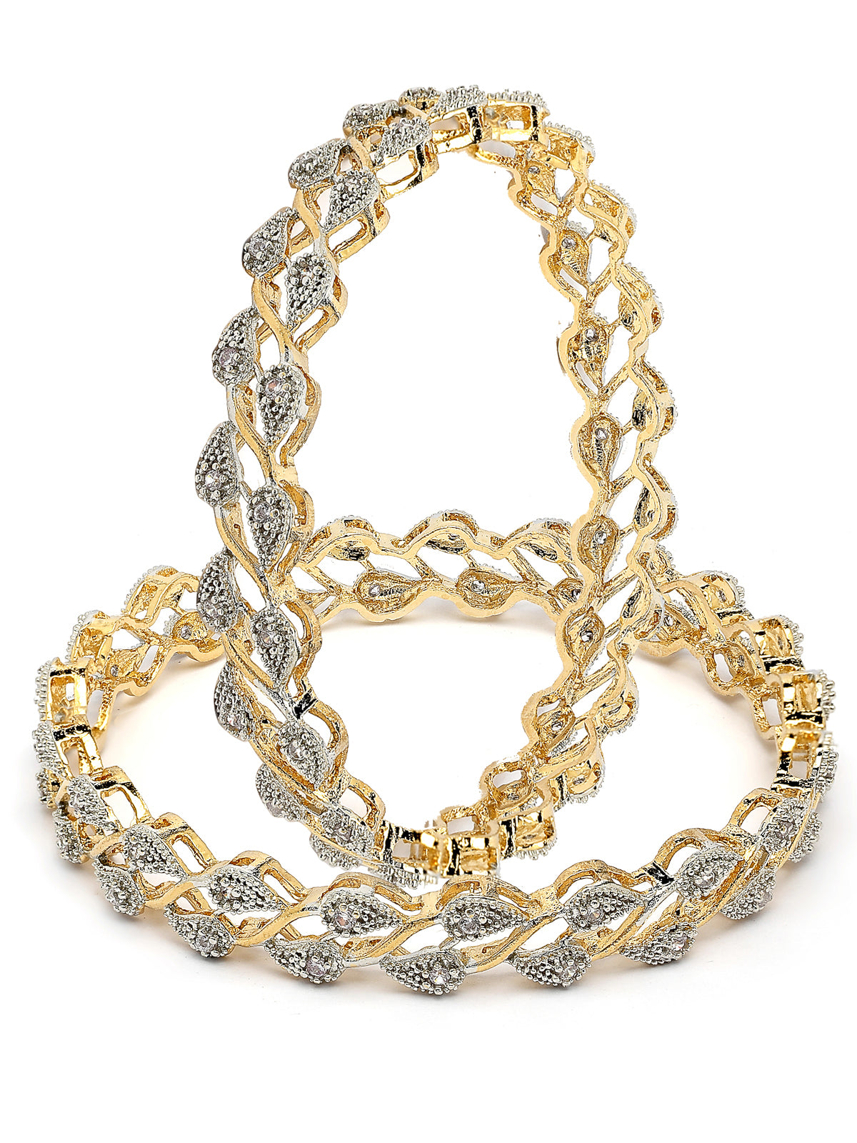 Sukkhi Charming Western Style Gold Plated with American Diamond Studded Bangle Jewellery For Women & Girls|Set of 2|B107303