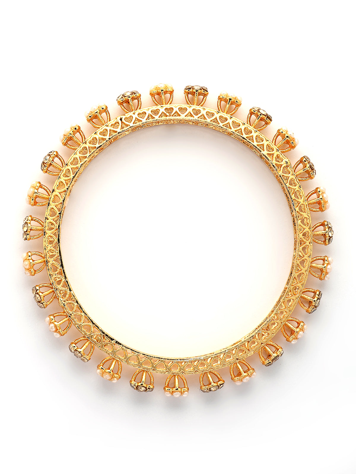 Sukkhi Traditional Latest Stylish Gold Plated AD Stones with Beads Kada Bangle Set for Women & Girls|Jewellery for Party, Wedding, and Festive Occasions for Women|2 Bangles|B107561