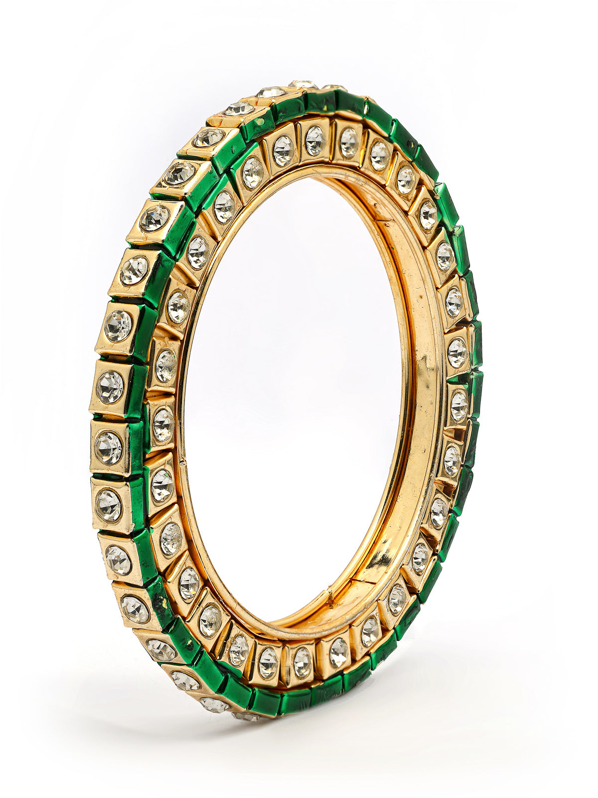Sukkhi Ethnic Indian Stylish Gold Plated AD Stones with Meenakari Work Kada Bangle Set for Women & Girls|Jewellery for Party, Wedding, and Festive Occasions for Women|2 Bangles|B107562