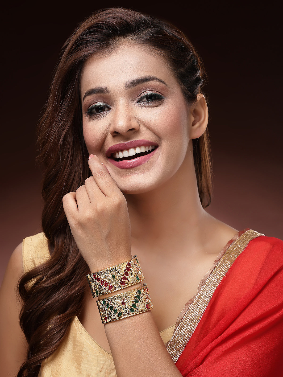 Sukkhi Indian Traditional Gold Plated AD Stones Studded Openable Kada Bangle Set for Women & Girls|Jewellery for Party, Wedding, and Festive Occasions for Women|2 Bangles|B107563
