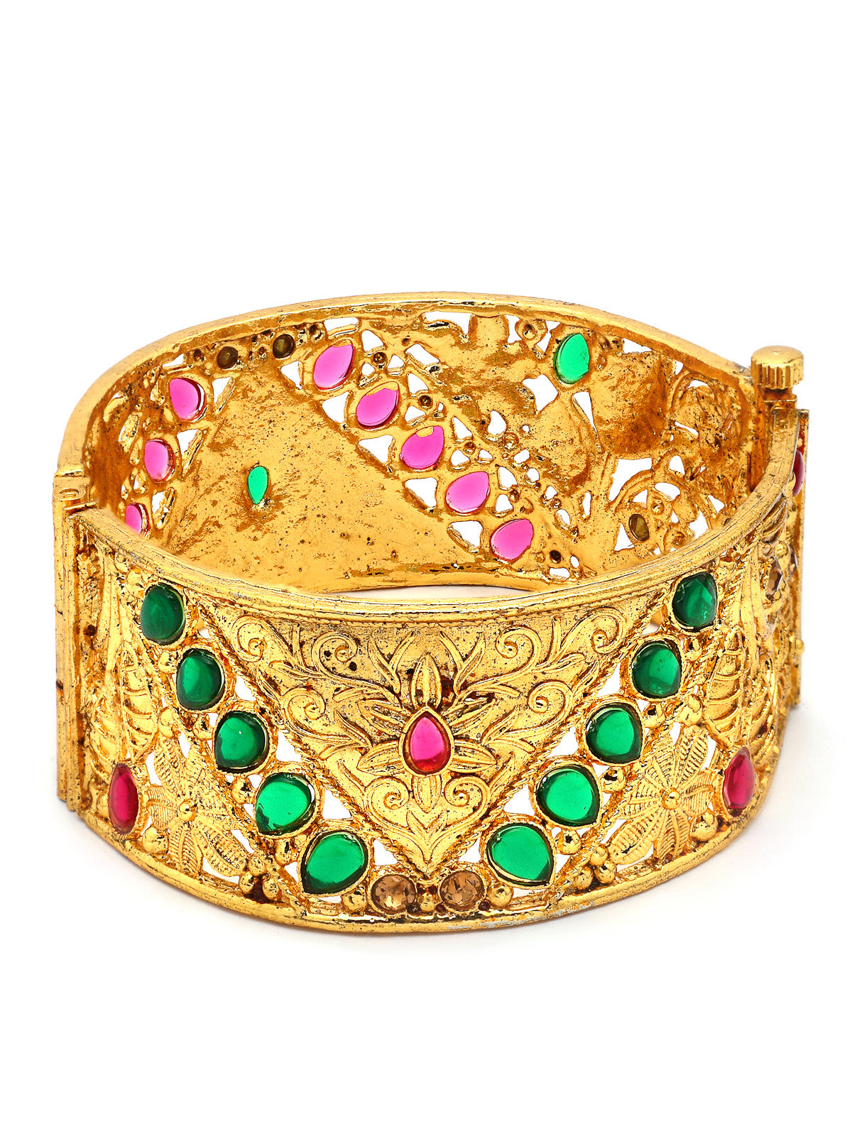 Sukkhi Indian Traditional Gold Plated AD Stones Studded Openable Kada Bangle Set for Women & Girls|Jewellery for Party, Wedding, and Festive Occasions for Women|2 Bangles|B107563
