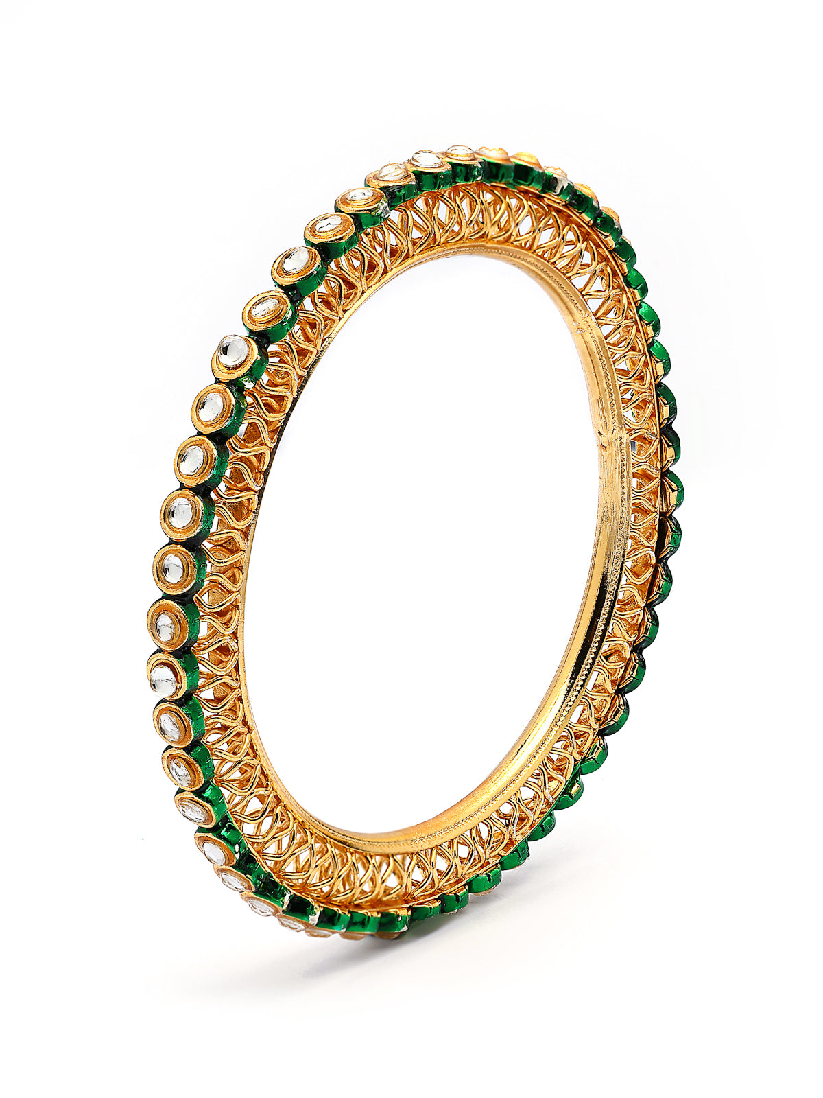 Sukkhi Beautiful Traditional Gold Plated AD Stones with Meenakari Work Kada Bangle Set for Women & Girls|Jewellery for Party, Wedding, and Festive Occasions for Women|4 Bangles|B107566
