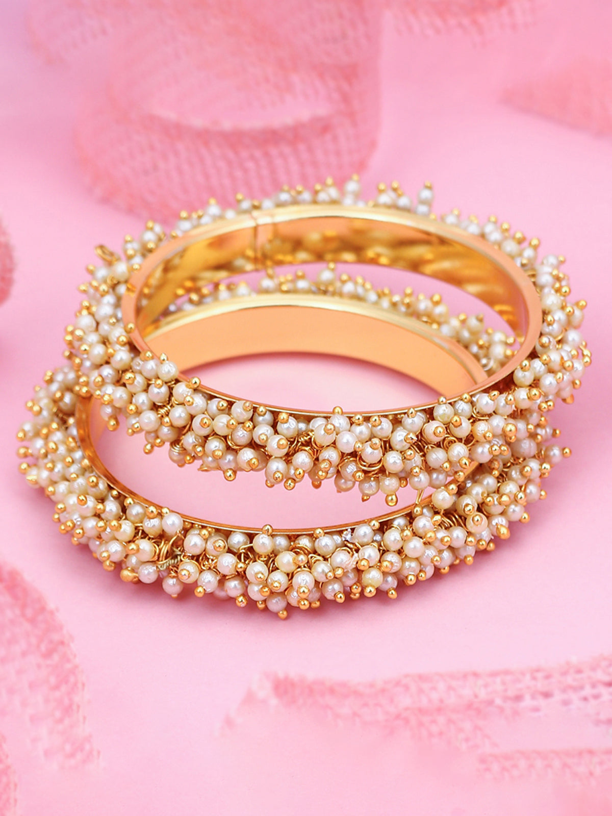 Sukkhi Ravishing Gold Plated Pearl Bangle Set of 2 for Women B71797GLDPKR092017