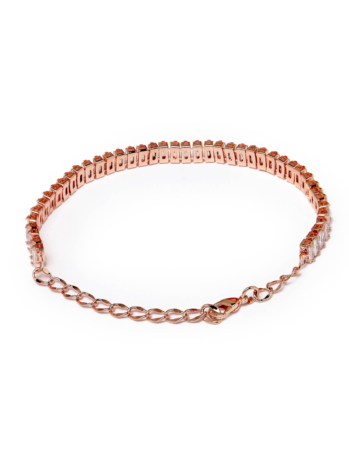 Studio Sukkhi Gleaming American Diamond Baguette Stone Studded Rose Gold Plated Adjustable Free Size Bracelet for Women And Girls (BC104761) BC104761