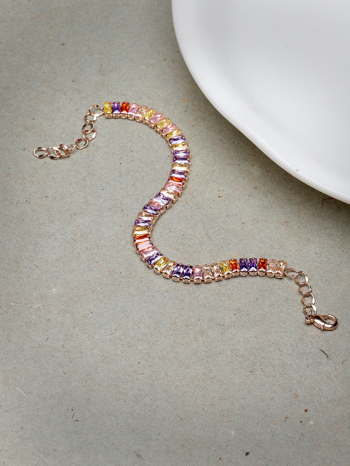 Sukkhi Eye-Catchy Multi Baguette Stone Studded Adjustable Bracelet for Women BC104762