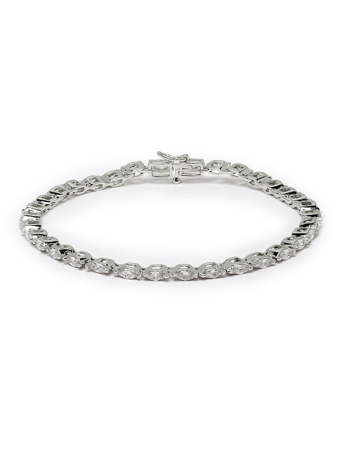 Pissara by Sukkhi Creative Designer 925 Sterling Silver Marquise Shaped Cubic Zirconia Tennis Bracelets For Women & Girls|with Authenticity Certificate, 925 Stamp & 6 Months Warranty BC105067