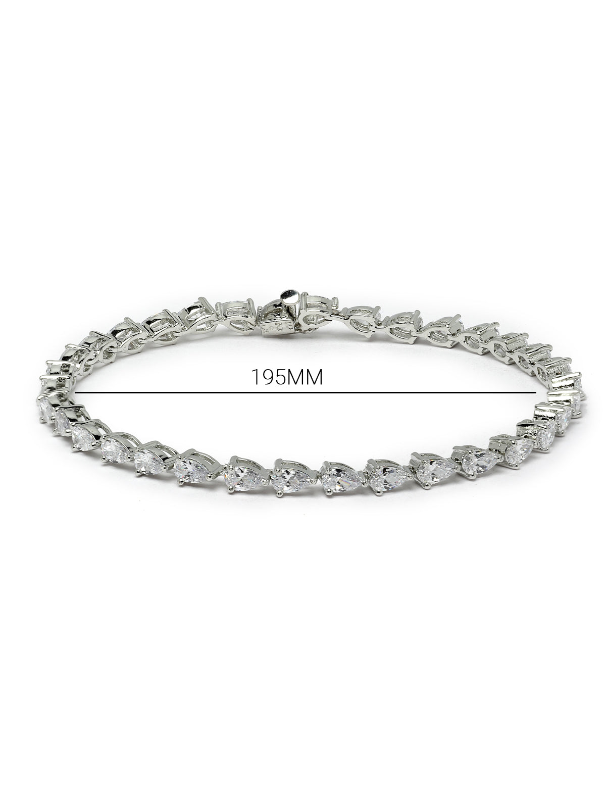 Pissara by Sukkhi Elegant 925 Sterling Silver Pear Shaped Cubic Zirconia Tennis Bracelets For Women & Girls|with Authenticity Certificate, 925 Stamp & 6 Months Warranty BC105069