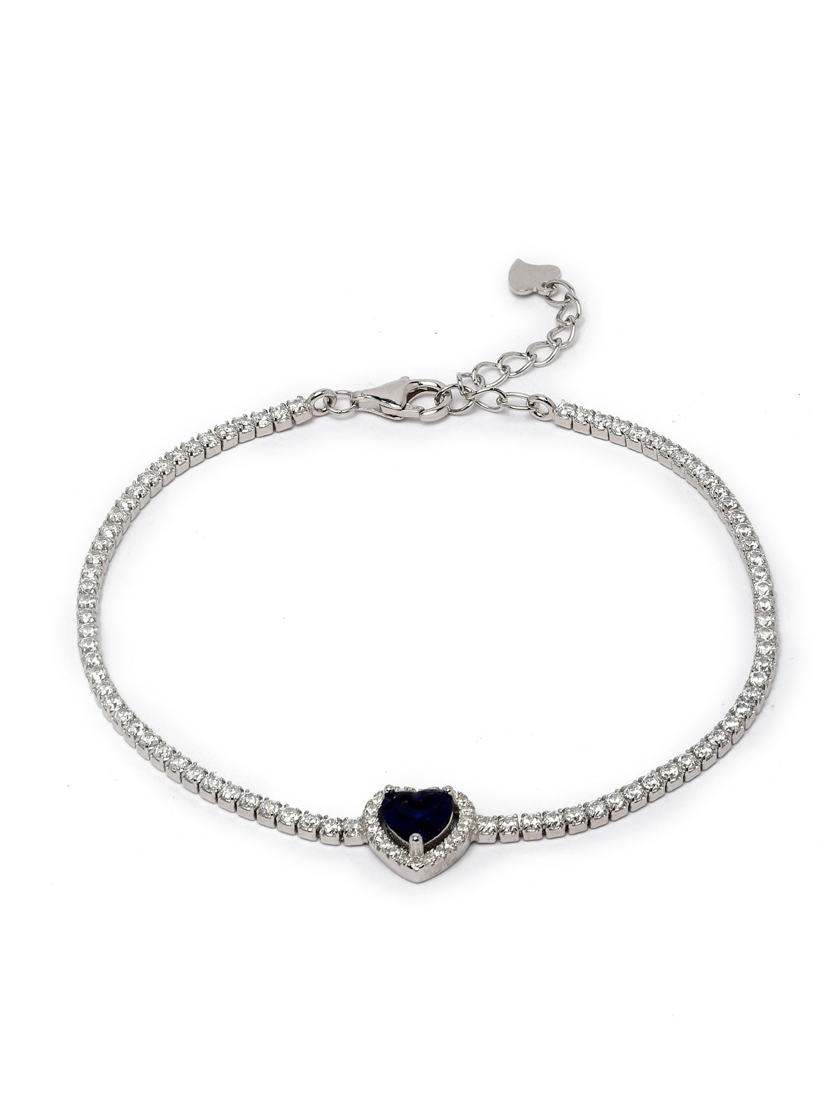 Pissara by Sukkhi Delightful 925 Sterling Silver Heart Shaped Cubic Zirconia Charm Bracelets For Women & Girls|with Authenticity Certificate, 925 Stamp & 6 Months Warranty BC105070