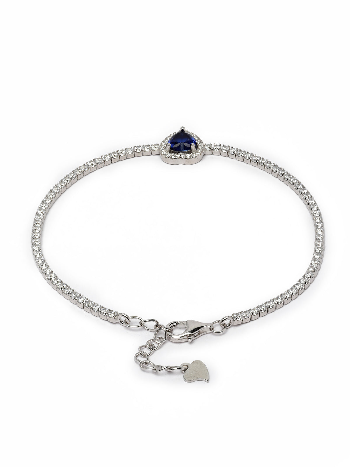 Pissara by Sukkhi Delightful 925 Sterling Silver Heart Shaped Cubic Zirconia Charm Bracelets For Women & Girls|with Authenticity Certificate, 925 Stamp & 6 Months Warranty BC105070