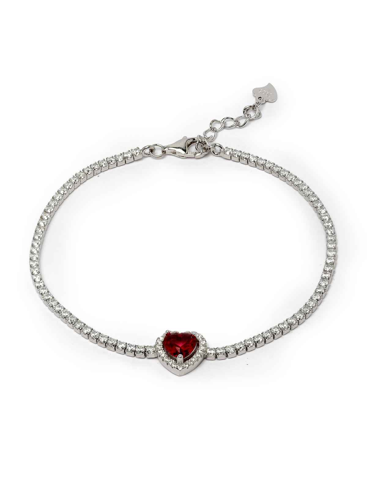 Pissara by Sukkhi Delightful 925 Sterling Silver Heart Shaped Cubic Zirconia Charm Bracelets For Women & Girls|with Authenticity Certificate, 925 Stamp & 6 Months Warranty BC105071