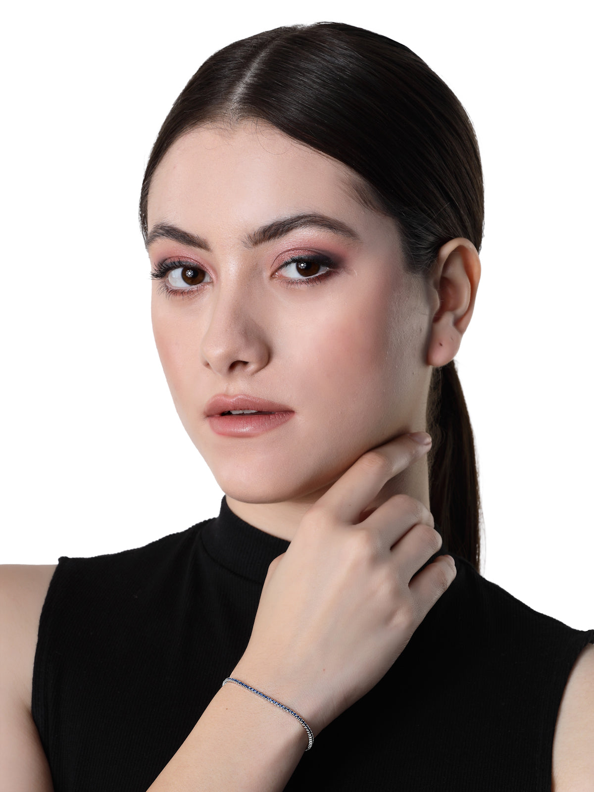 Pissara by Sukkhi Stylish 925 Sterling Silver Square Shaped Cubic Zirconia Tennis Bracelets For Women & Girls|with Authenticity Certificate, 925 Stamp & 6 Months Warranty BC105073