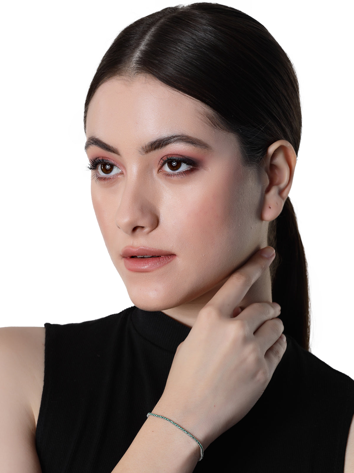 Pissara by Sukkhi Stylish 925 Sterling Silver Square Shaped Cubic Zirconia Tennis Bracelets For Women & Girls|with Authenticity Certificate, 925 Stamp & 6 Months Warranty BC105074