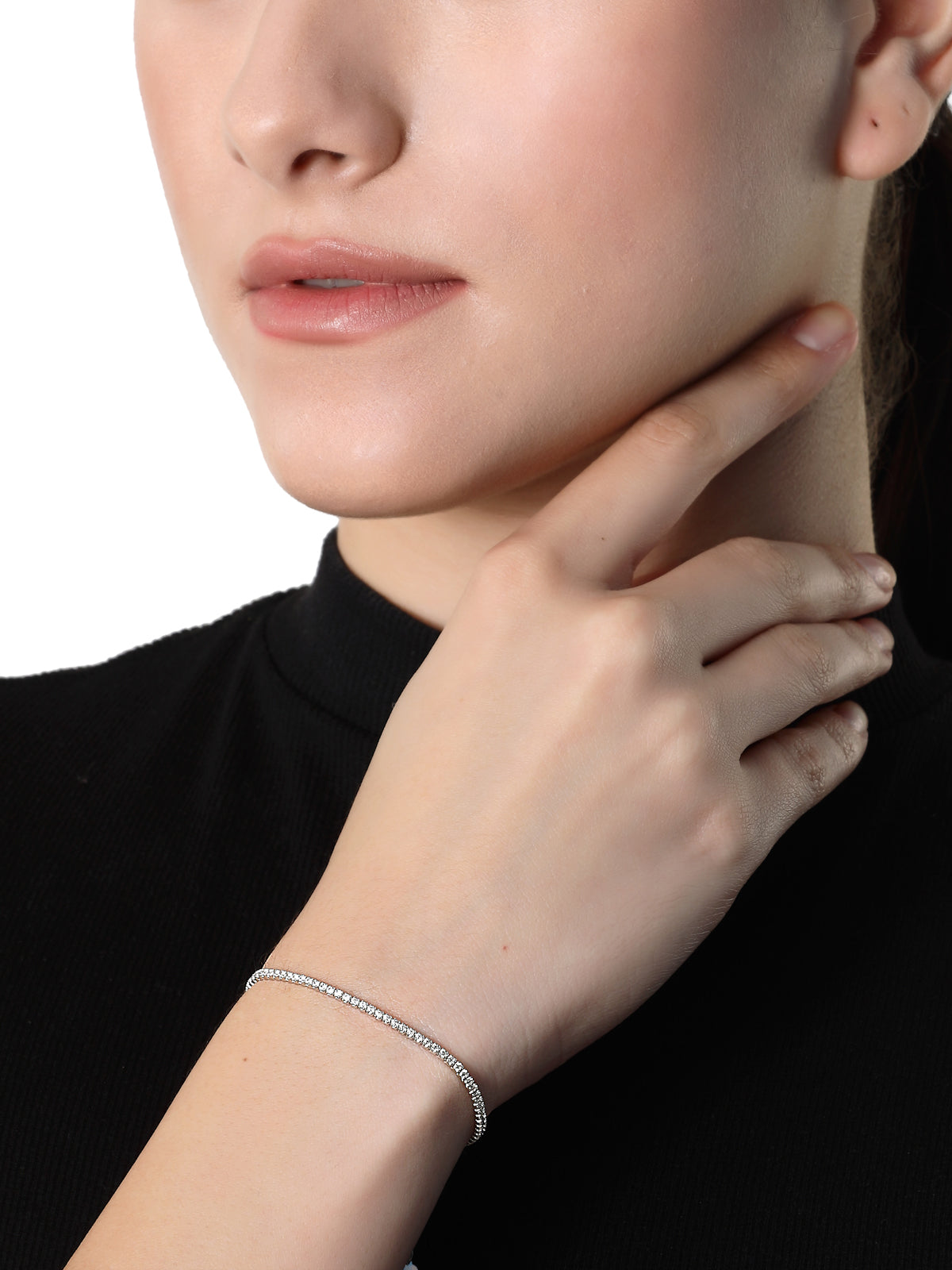 Pissara by Sukkhi Stylish 925 Sterling Silver Square Shaped Cubic Zirconia Tennis Bracelets For Women & Girls|with Authenticity Certificate, 925 Stamp & 6 Months Warranty BC105076