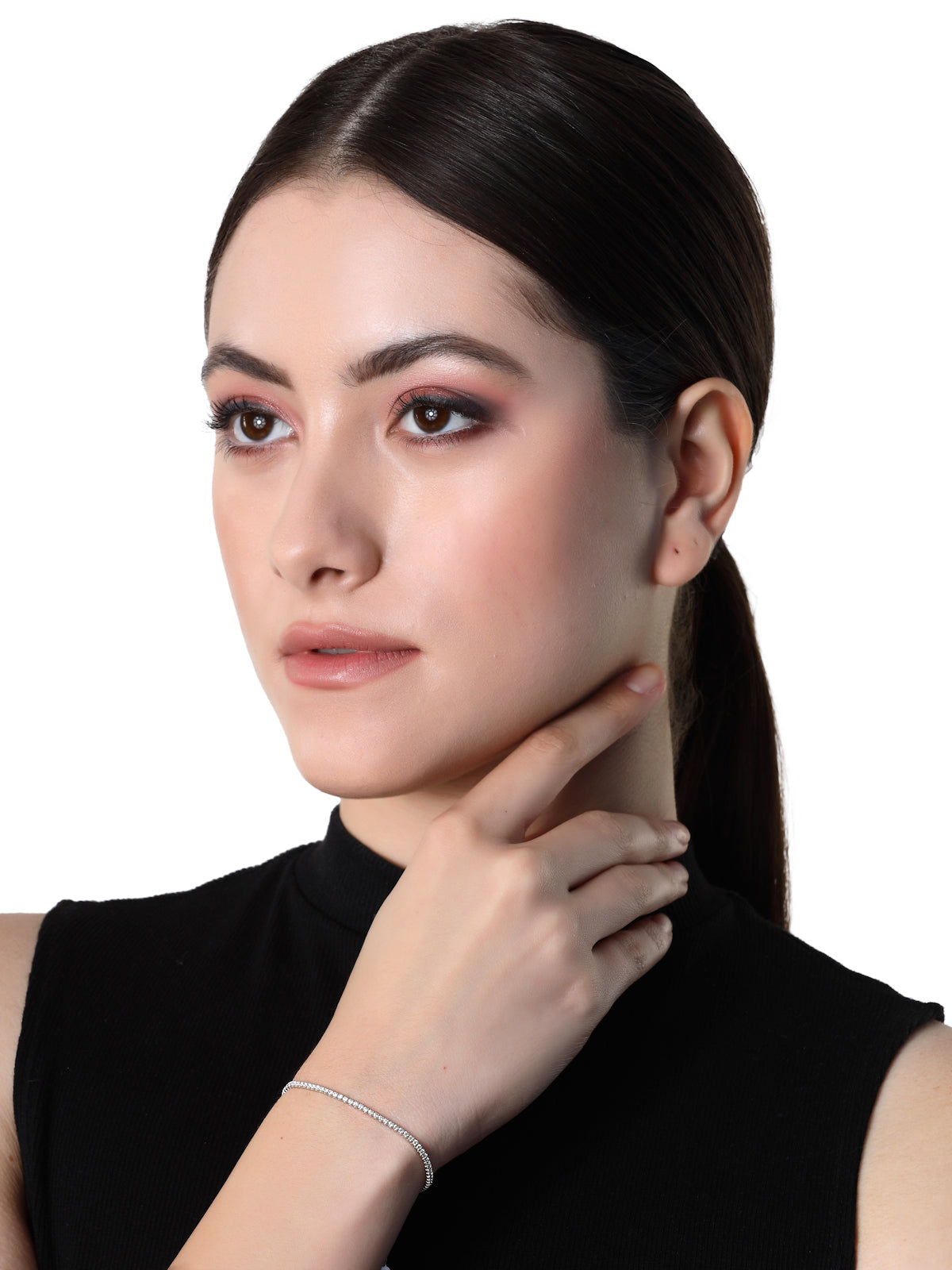 Pissara by Sukkhi Stylish 925 Sterling Silver Square Shaped Cubic Zirconia Tennis Bracelets For Women & Girls|with Authenticity Certificate, 925 Stamp & 6 Months Warranty BC105076