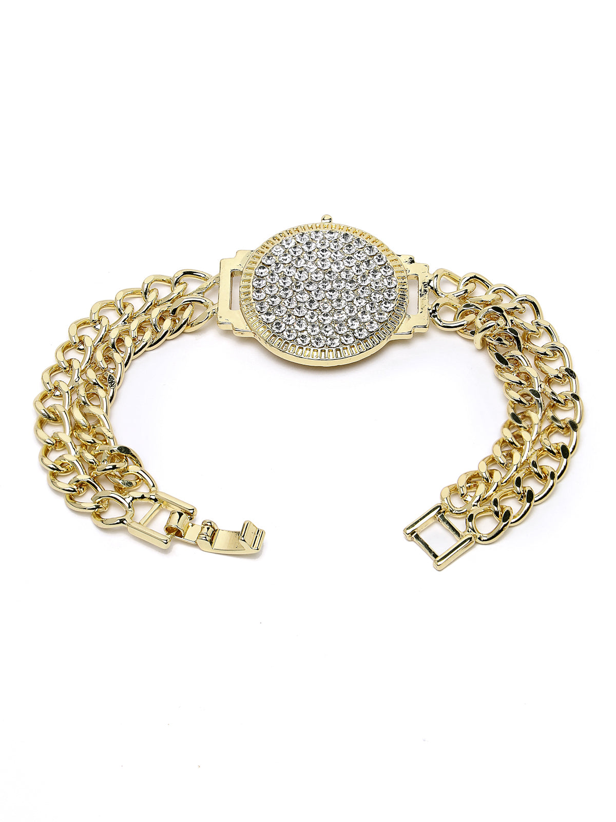 Scintillare by Sukkhi Universal Stylish Latest Stackable Design Gold Plated Link Adjustable Combo Bangle Bracelet for Women & Girls ( Set of 5)|Birthday Gift for Women|(Golden)|CBBC106532