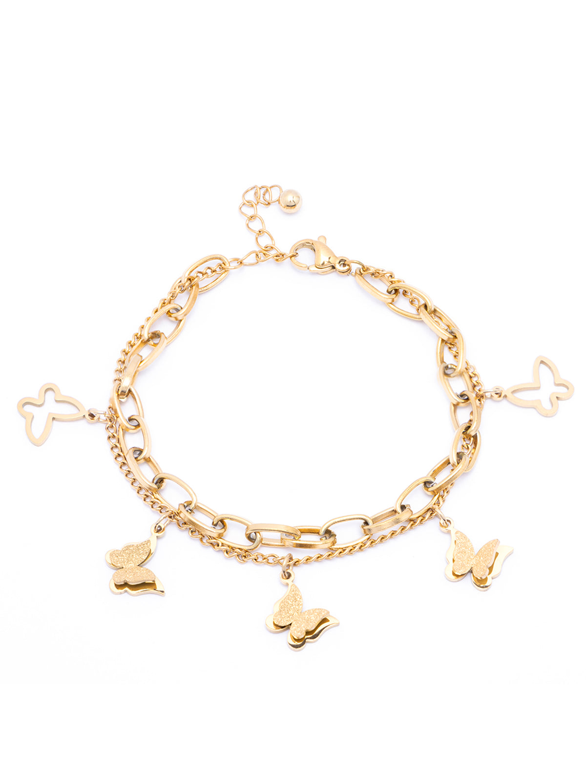 Scintillare By Sukkhi Lavish 18kGold Plated with Stainless Steel Butterfly Charm Adjustable Bracelet Jewellery for Women & Girl|Anti Tarnish Jewellery|Gifts for Wife Girlfriend Mother Sister|BC107025