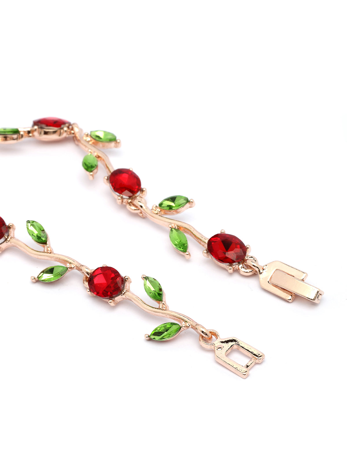 Scintillare By Sukkhi Creative Leaf Shaped Rose Gold Plated Crystal Stones Studded Multicolor Bracelet Bangle Jewellery for Women & Girls|Perfect for All Festive Occasions|BC107115