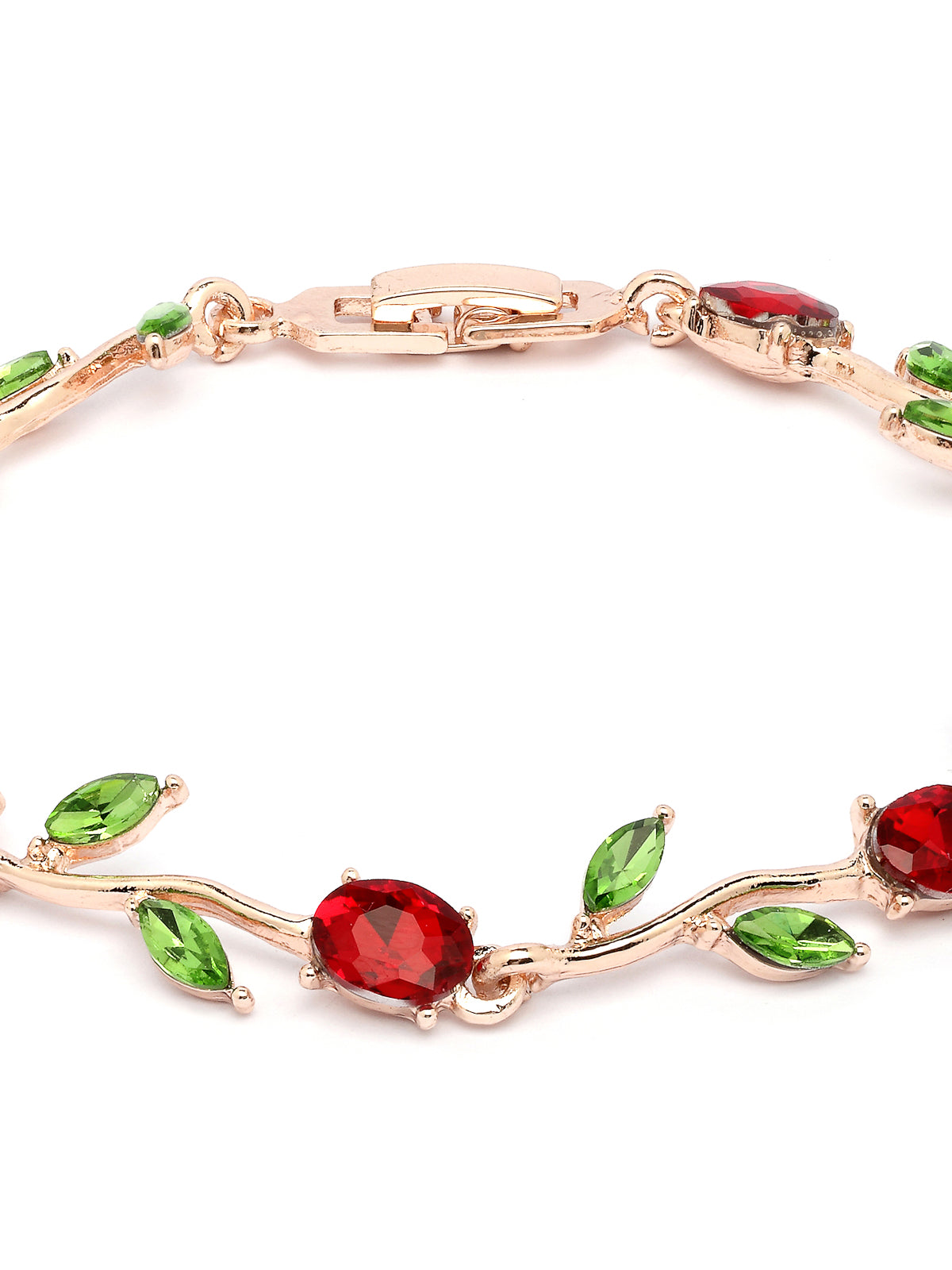 Scintillare By Sukkhi Creative Leaf Shaped Rose Gold Plated Crystal Stones Studded Multicolor Bracelet Bangle Jewellery for Women & Girls|Perfect for All Festive Occasions|BC107115