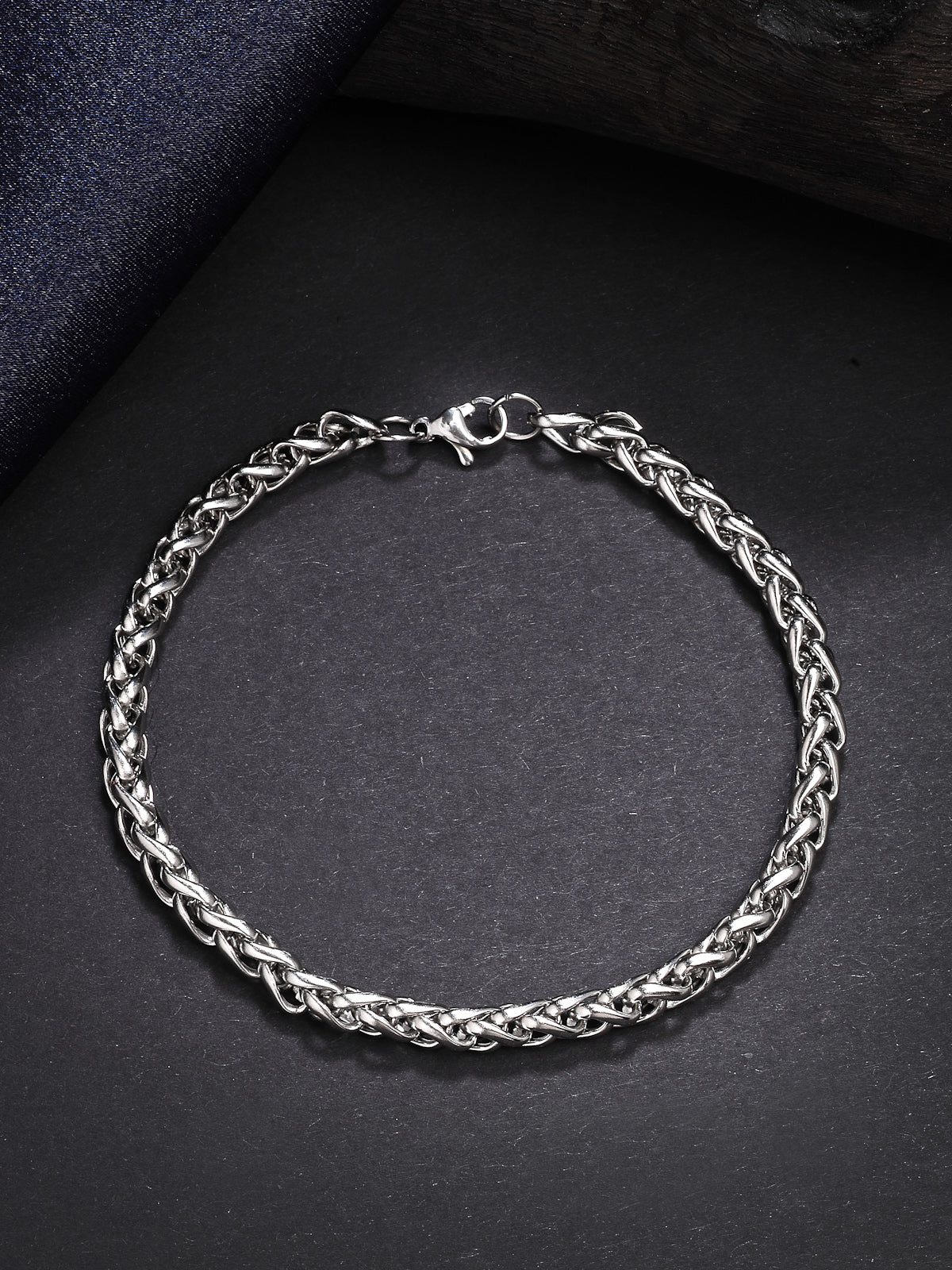 Scintillare By Sukkhi Charming Fashionable Stainless Steel with Spiga Type Rhodium Plated Bracelets Jewellery for Men & Boys|BC107129