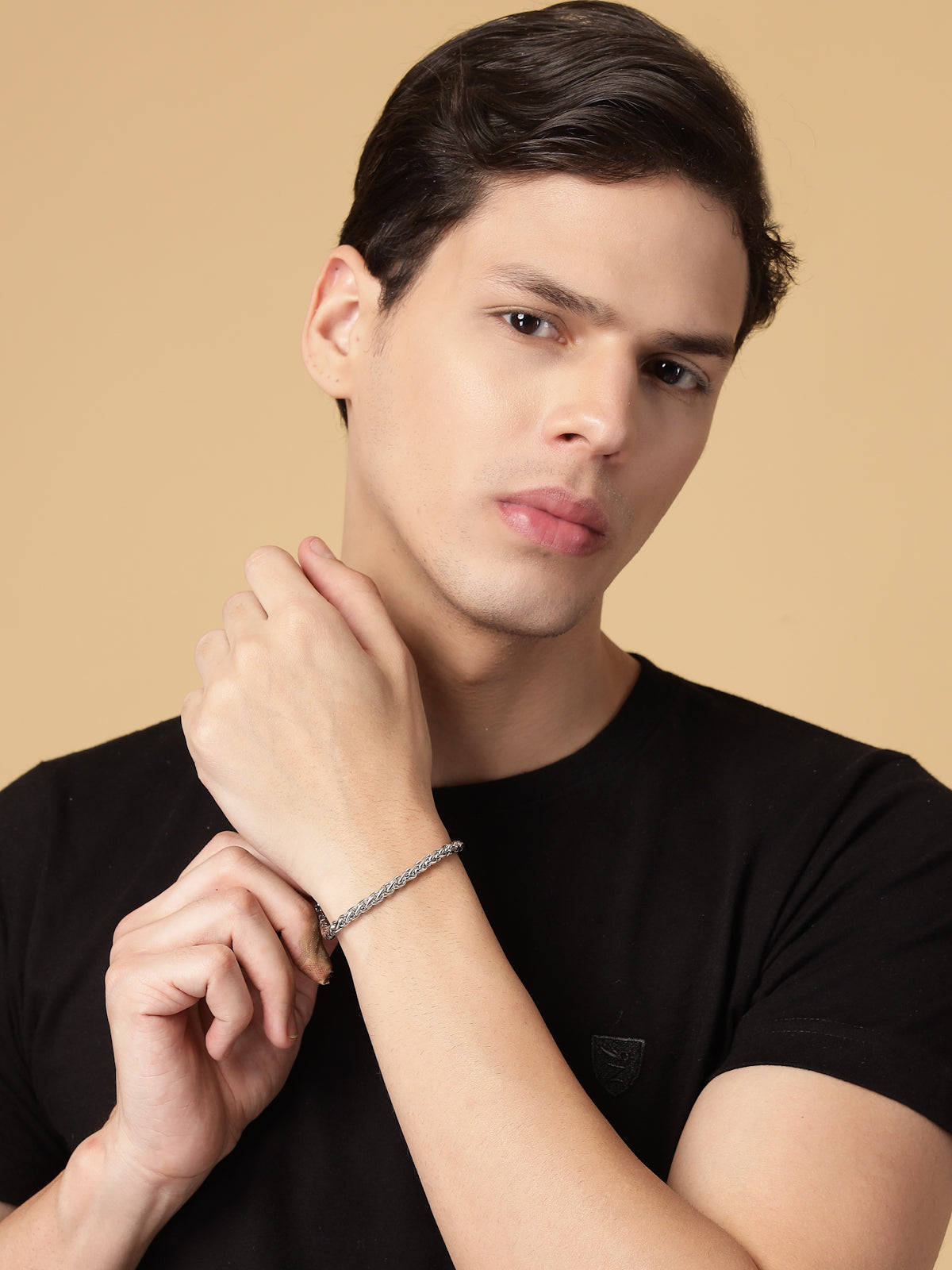 Scintillare By Sukkhi Charming Fashionable Stainless Steel with Spiga Type Rhodium Plated Bracelets Jewellery for Men & Boys|BC107129