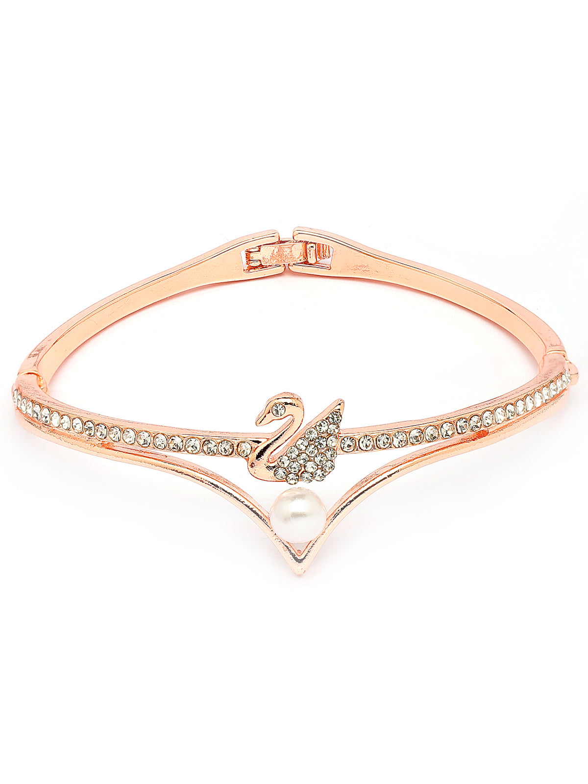 Scintillare By Sukkhi Versatile Fashionable Rose Gold with Crystal Stone Studded Duck Shaped Stylish Kada Bangle Bracelet Jewellery for Women & Girls|BC107131