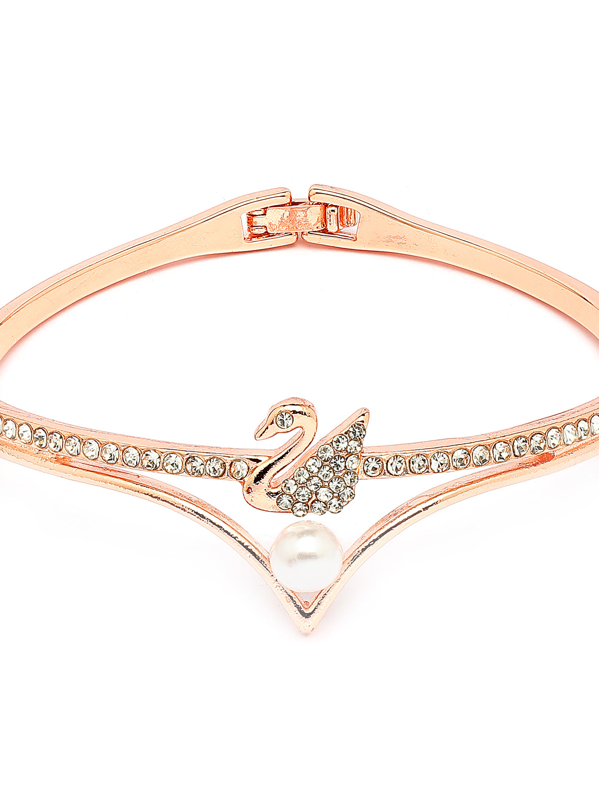 Scintillare By Sukkhi Versatile Fashionable Rose Gold with Crystal Stone Studded Duck Shaped Stylish Kada Bangle Bracelet Jewellery for Women & Girls|BC107131