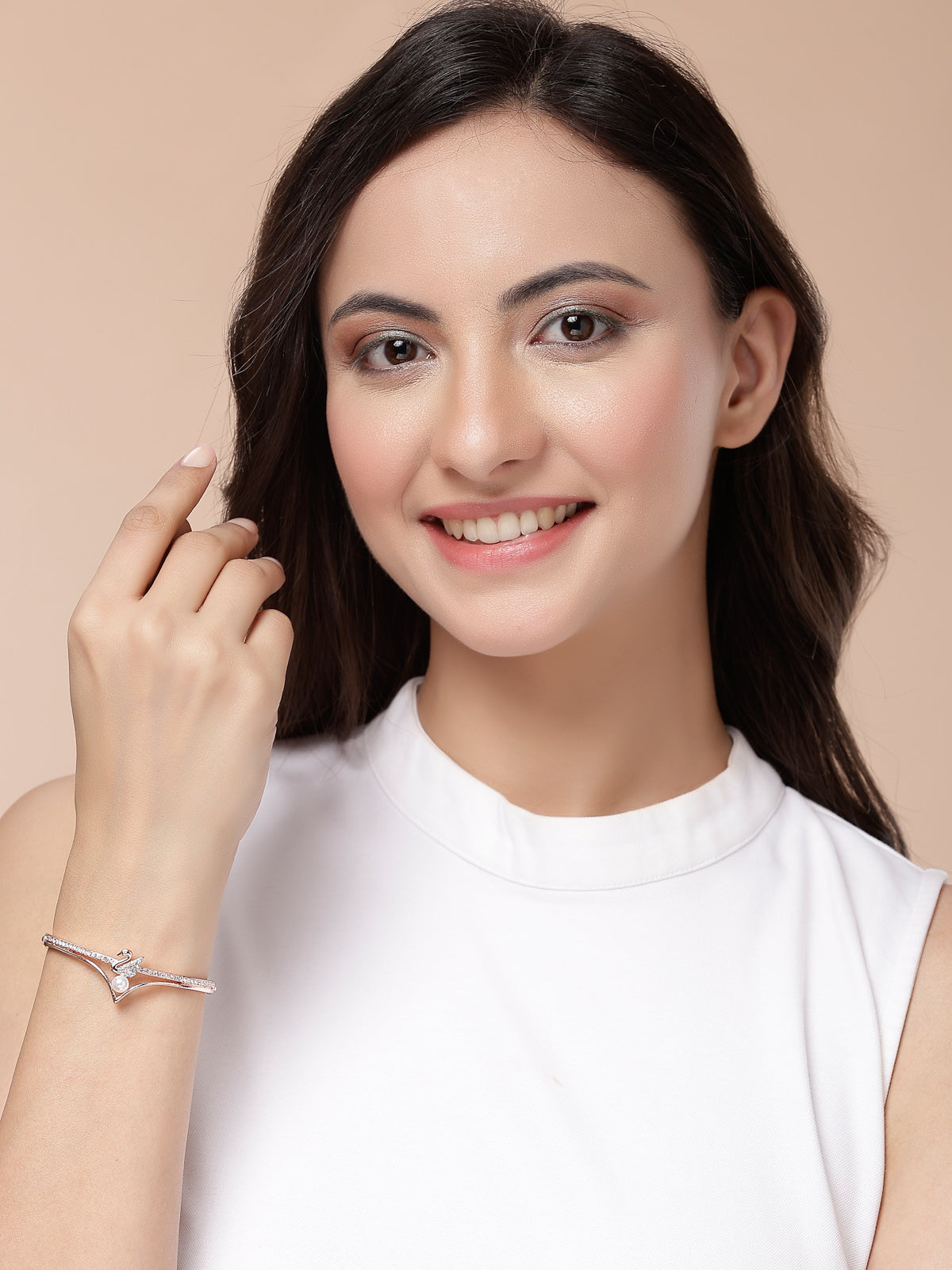Scintillare By Sukkhi Versatile Fashionable Rose Gold with Crystal Stone Studded Duck Shaped Stylish Kada Bangle Bracelet Jewellery for Women & Girls|BC107131
