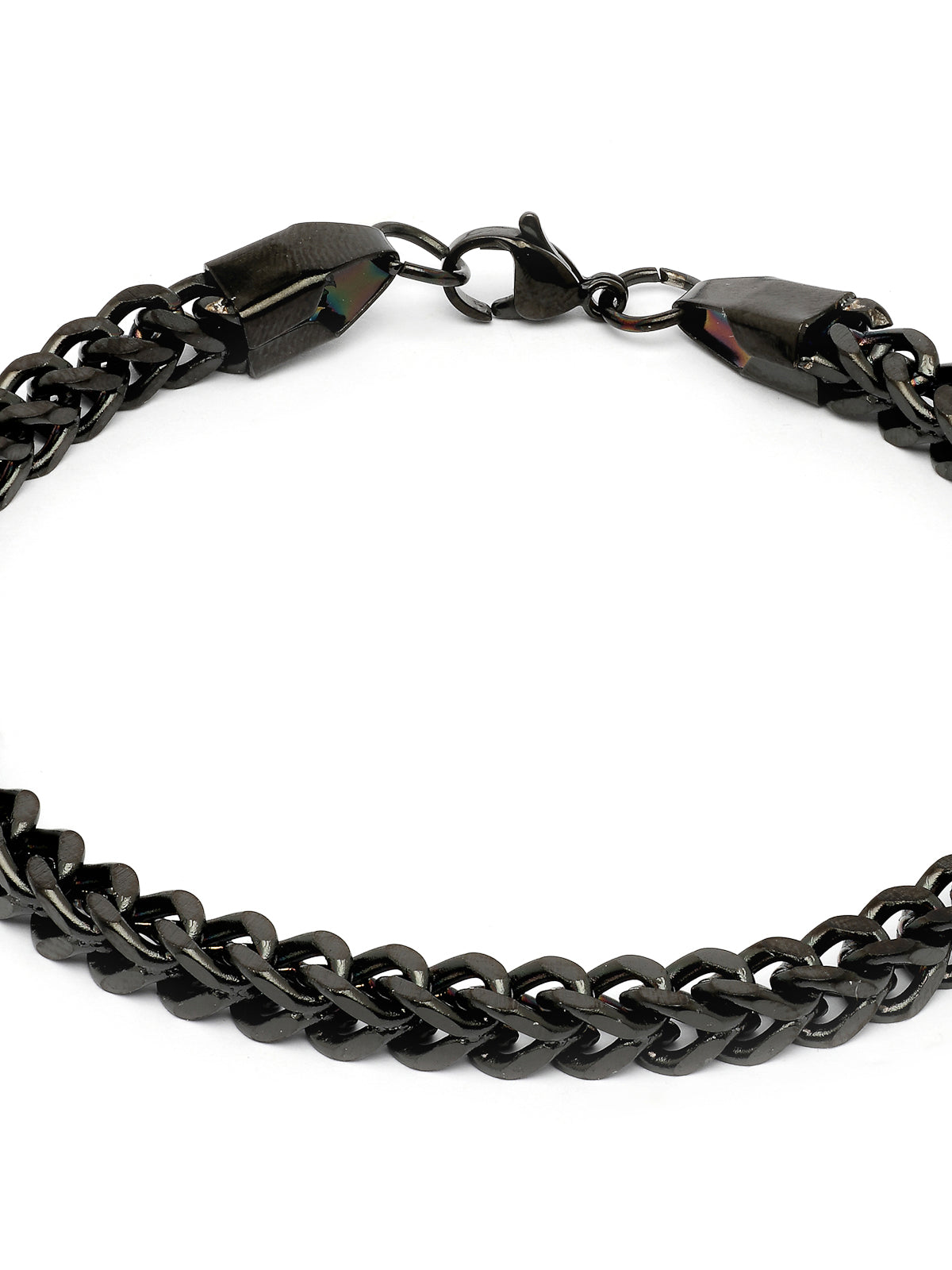Scintillare By Sukkhi Desirable Stylish Stainless Steel Lobster Closure Type Rhodium Plated Cuban 8 Inch Bracelet for Men & Boys|BC107134